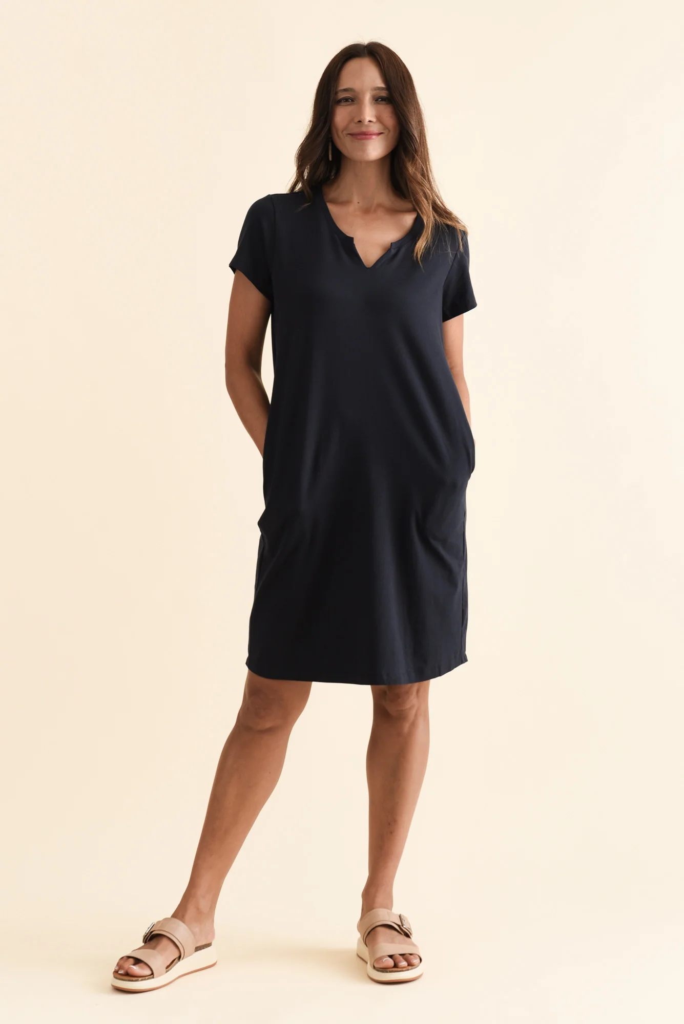 Mandy Navy Cotton Tee Dress - Image 3