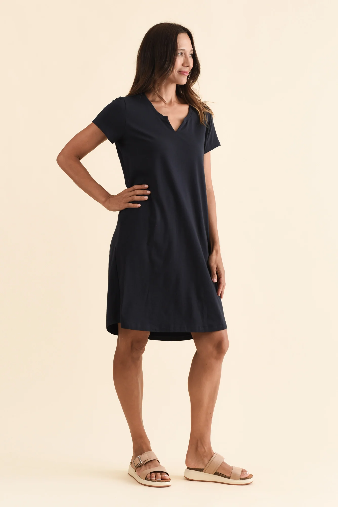 Mandy Navy Cotton Tee Dress - Image 4