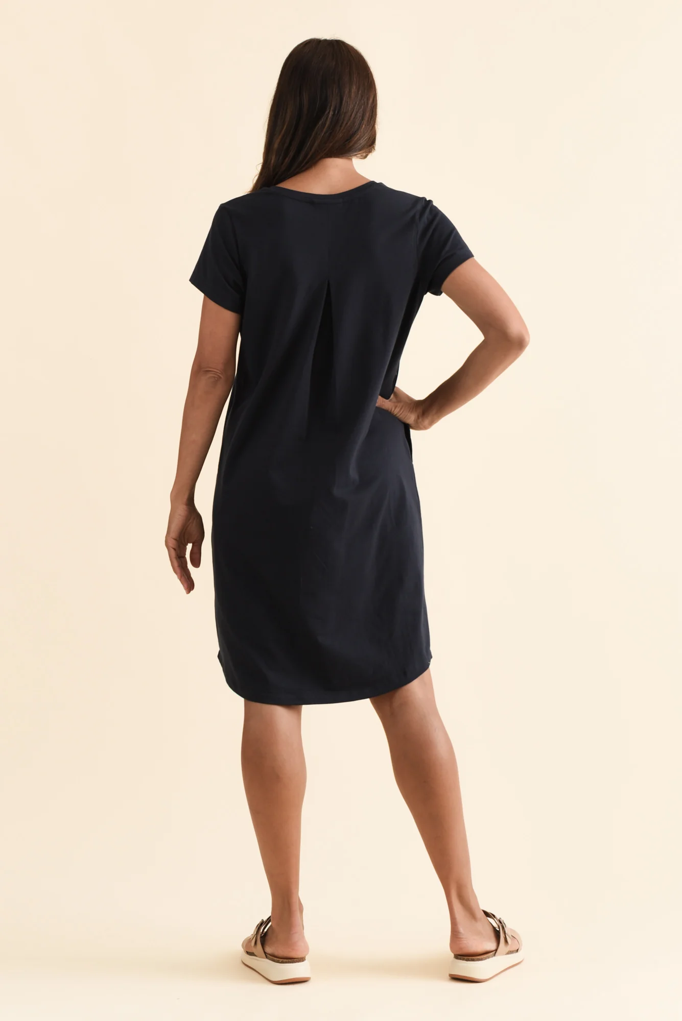 Mandy Navy Cotton Tee Dress - Image 5