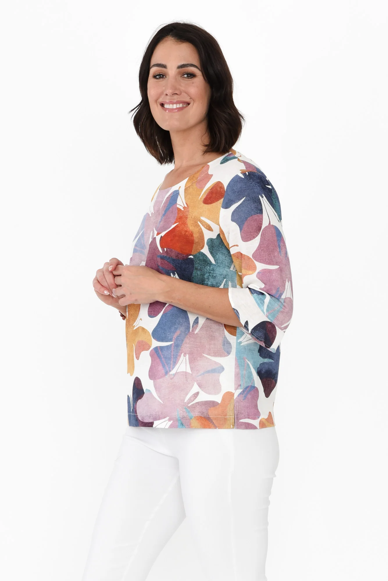 Maren Mauve Butterfly Linen Top - Image 3