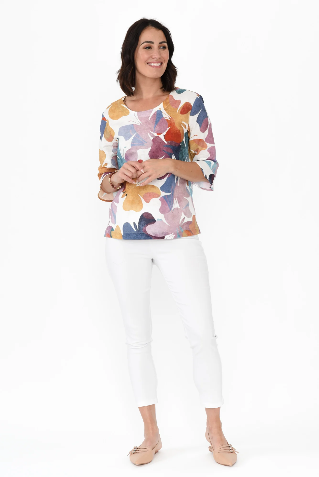 Maren Mauve Butterfly Linen Top - Image 6