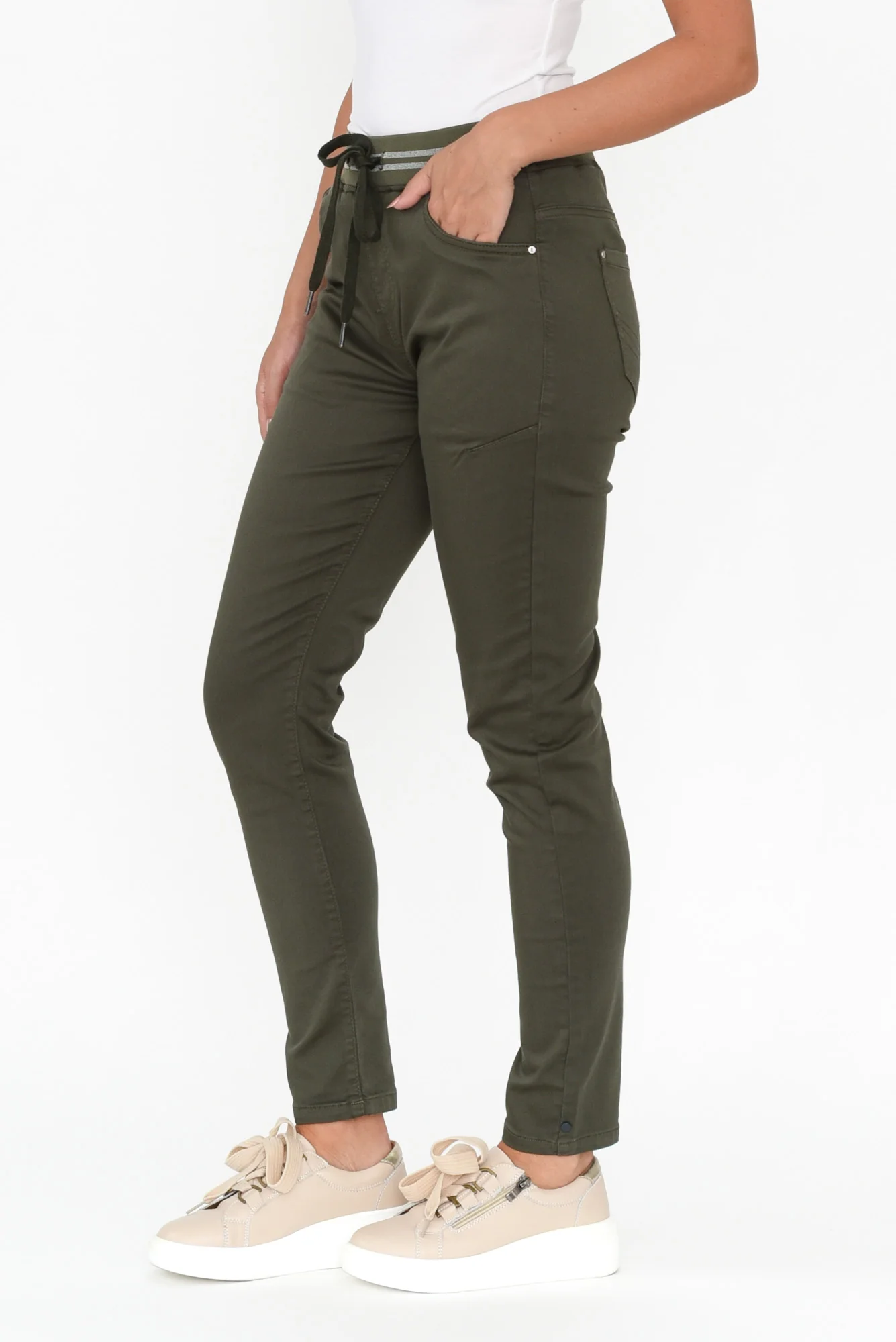 Margo Khaki Drawstring Pants - Image 4