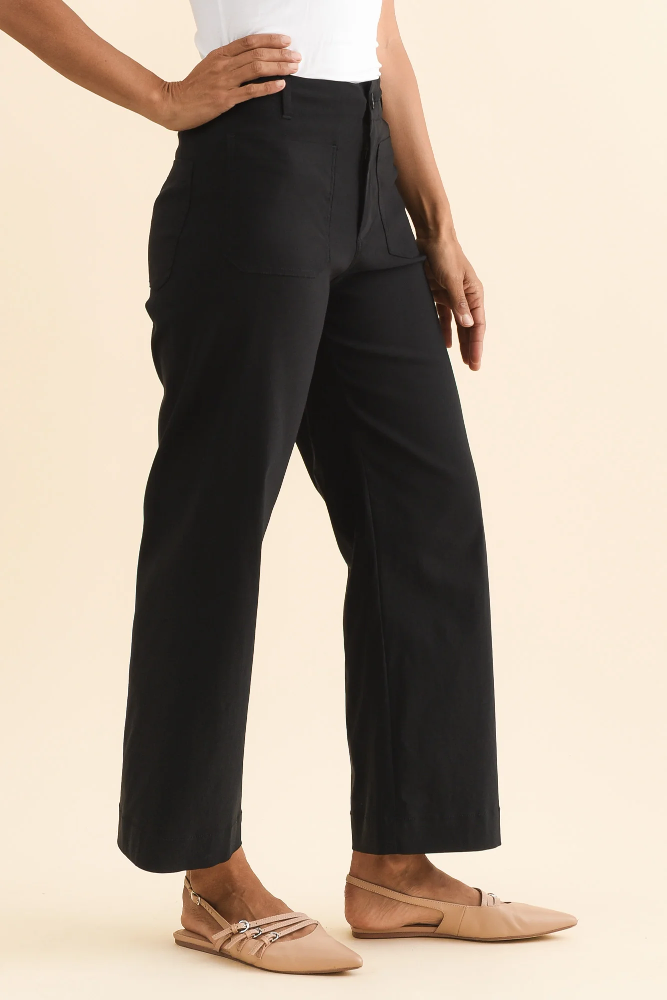 Marine Black Wide Leg Pants - Image 3