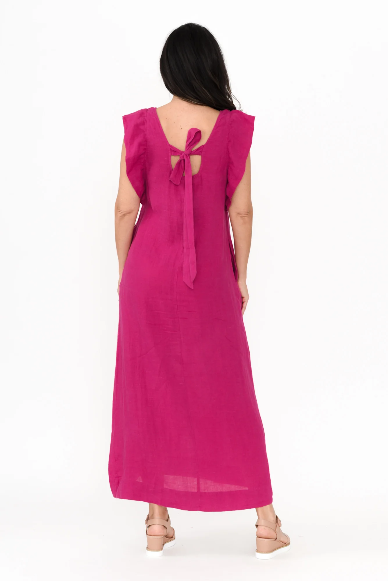 Matilda Hot Pink Pink Linen Dress - Image 5