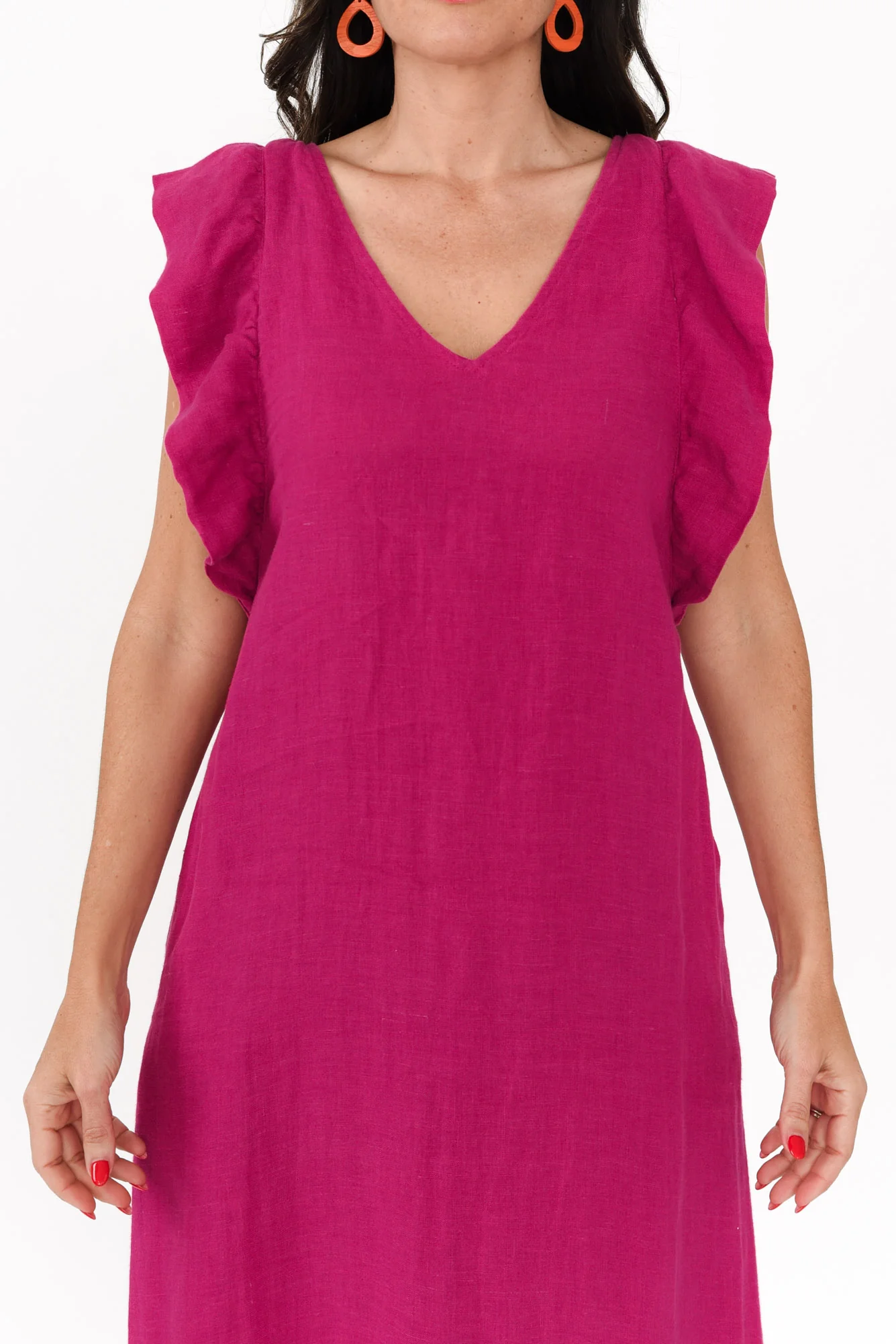 Matilda Hot Pink Pink Linen Dress - Image 6