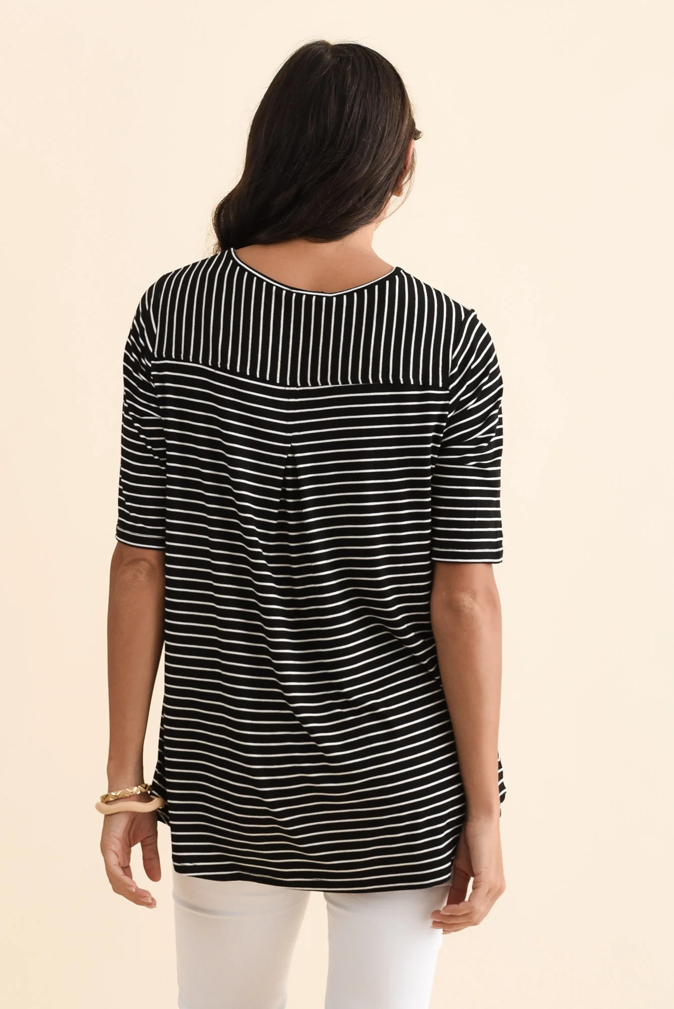Maya Black Stripe Half Sleeve Tee - Image 4