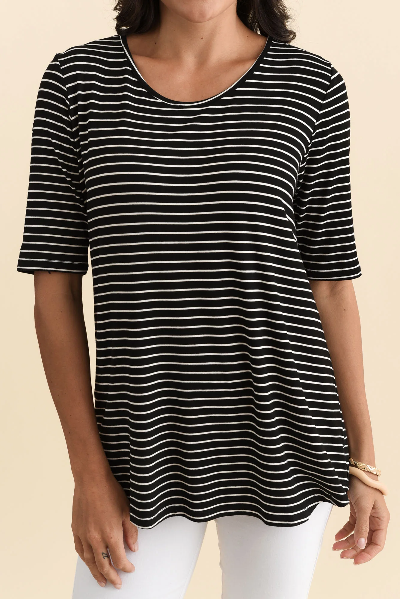 Maya Black Stripe Half Sleeve Tee - Image 5
