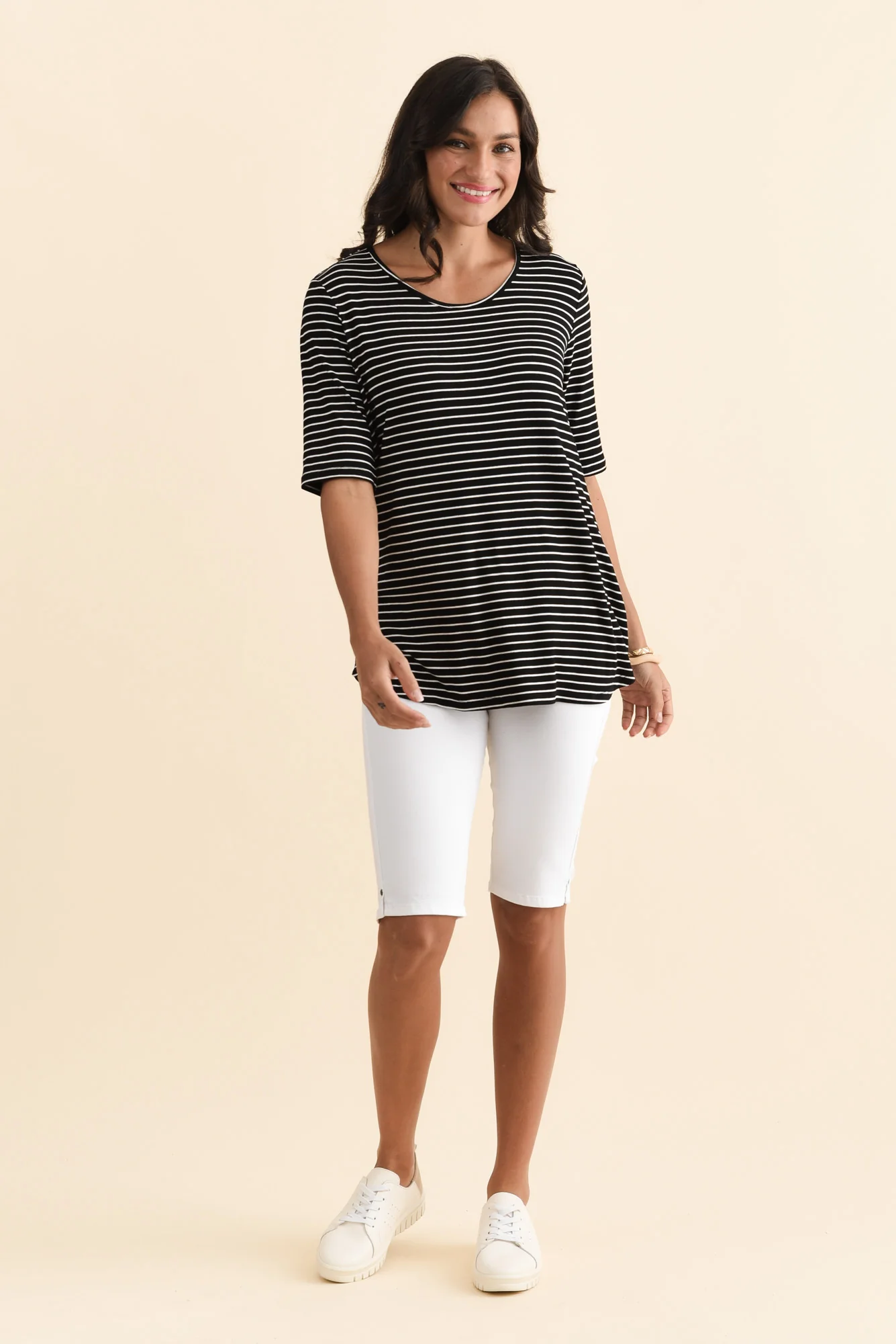 Maya Black Stripe Half Sleeve Tee - Image 6