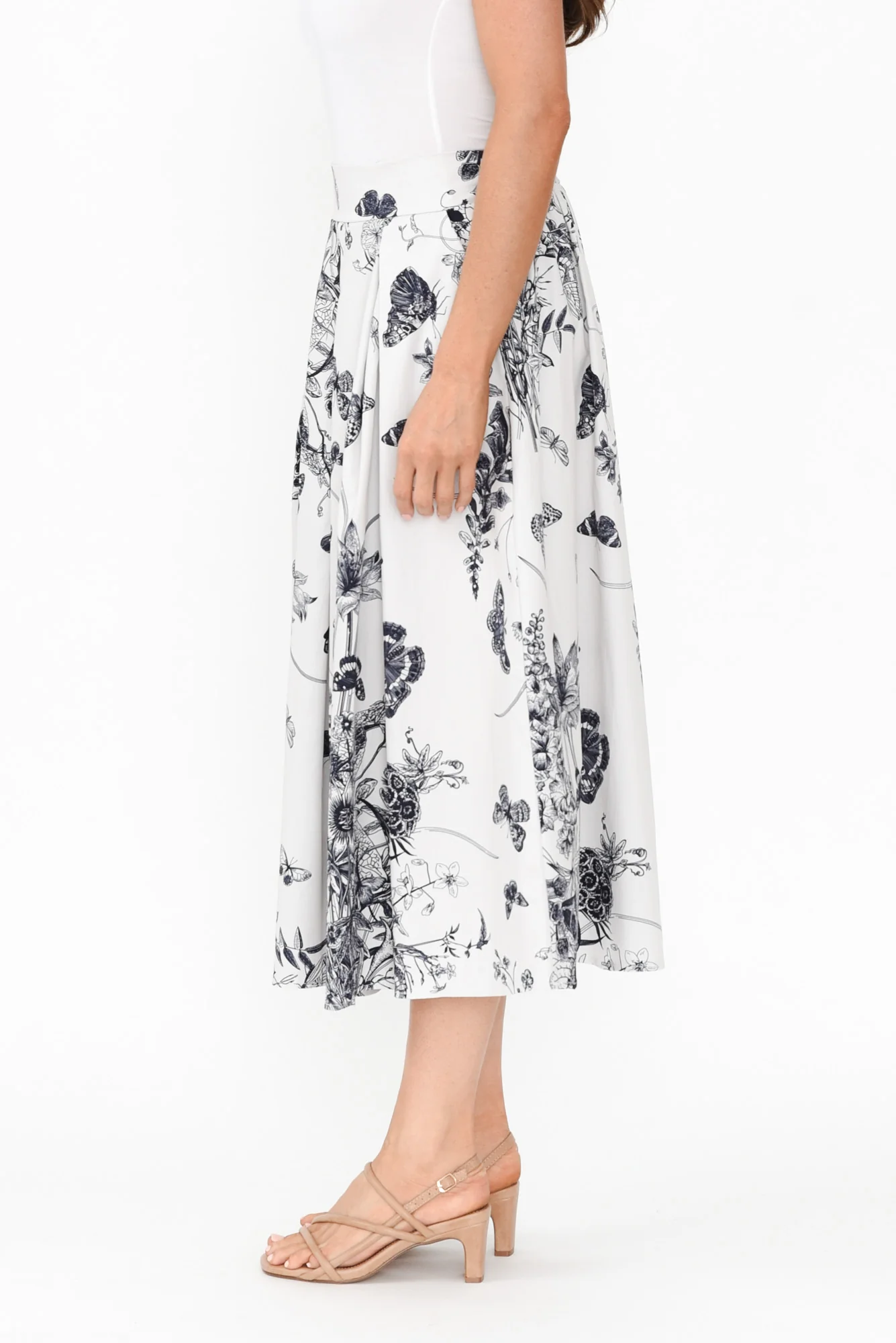 Merridy Navy Garden Cotton Skirt - Image 4
