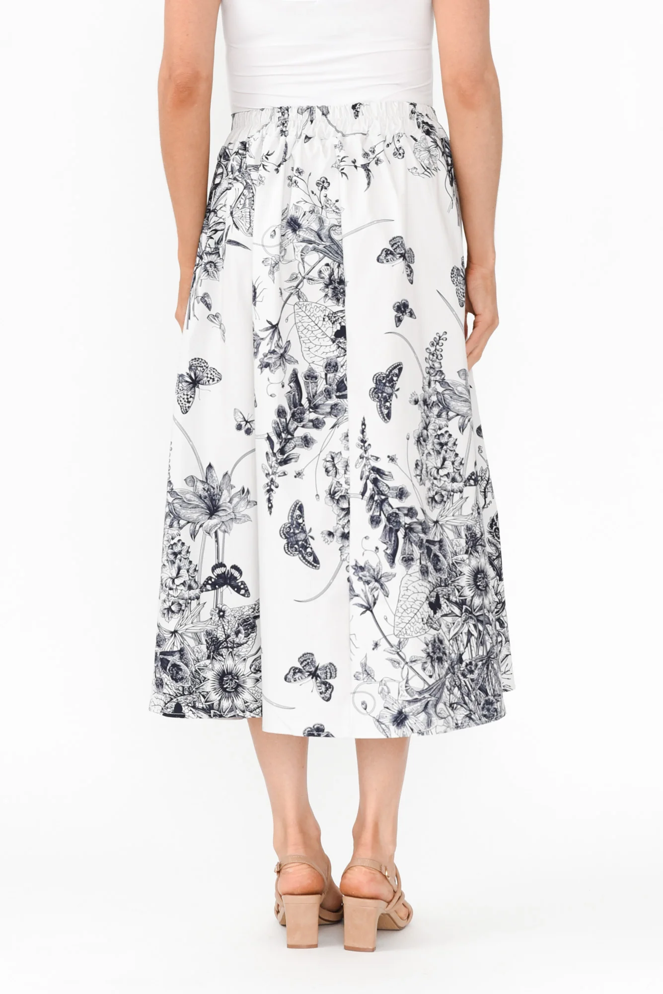 Merridy Navy Garden Cotton Skirt - Image 5