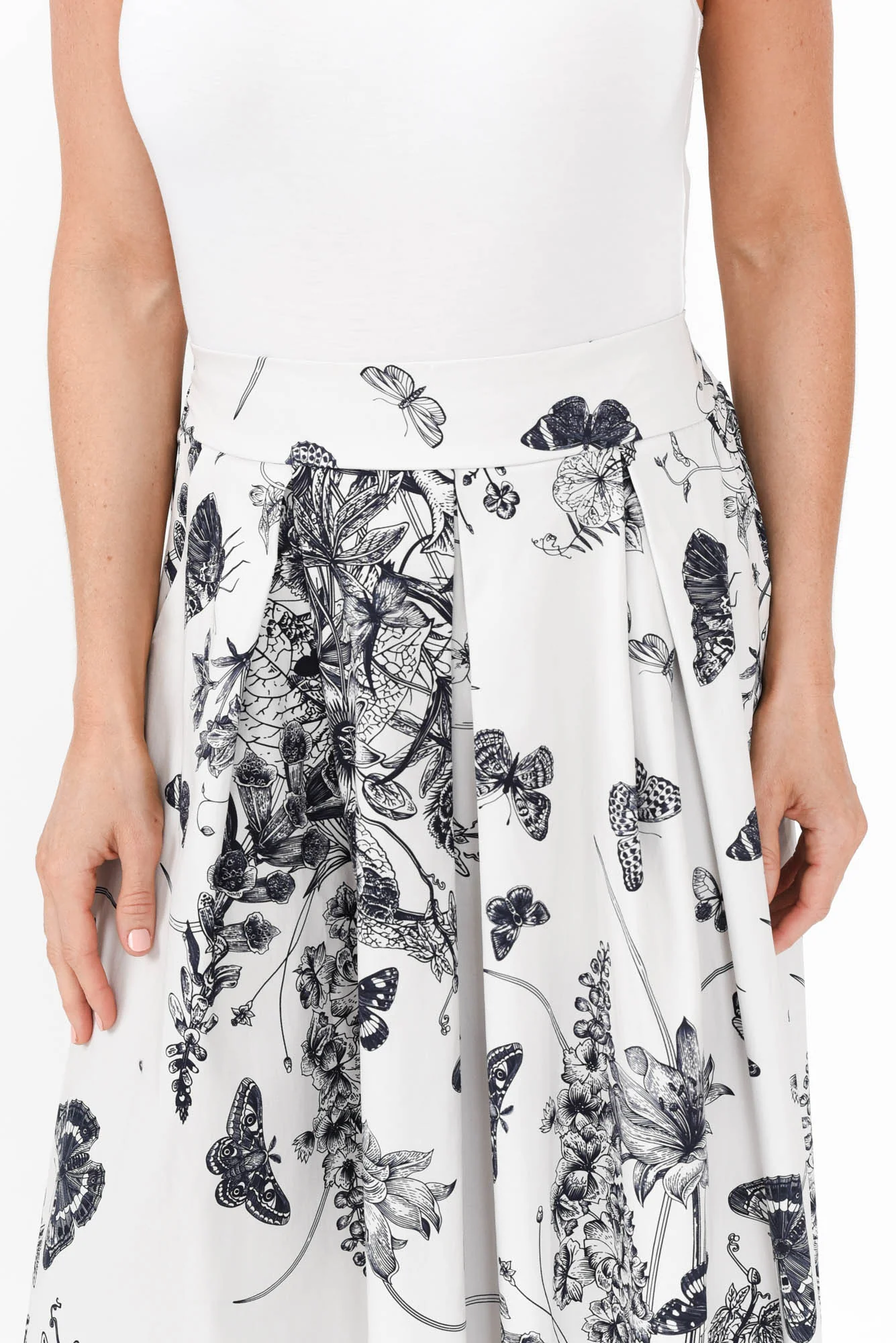 Merridy Navy Garden Cotton Skirt - Image 6