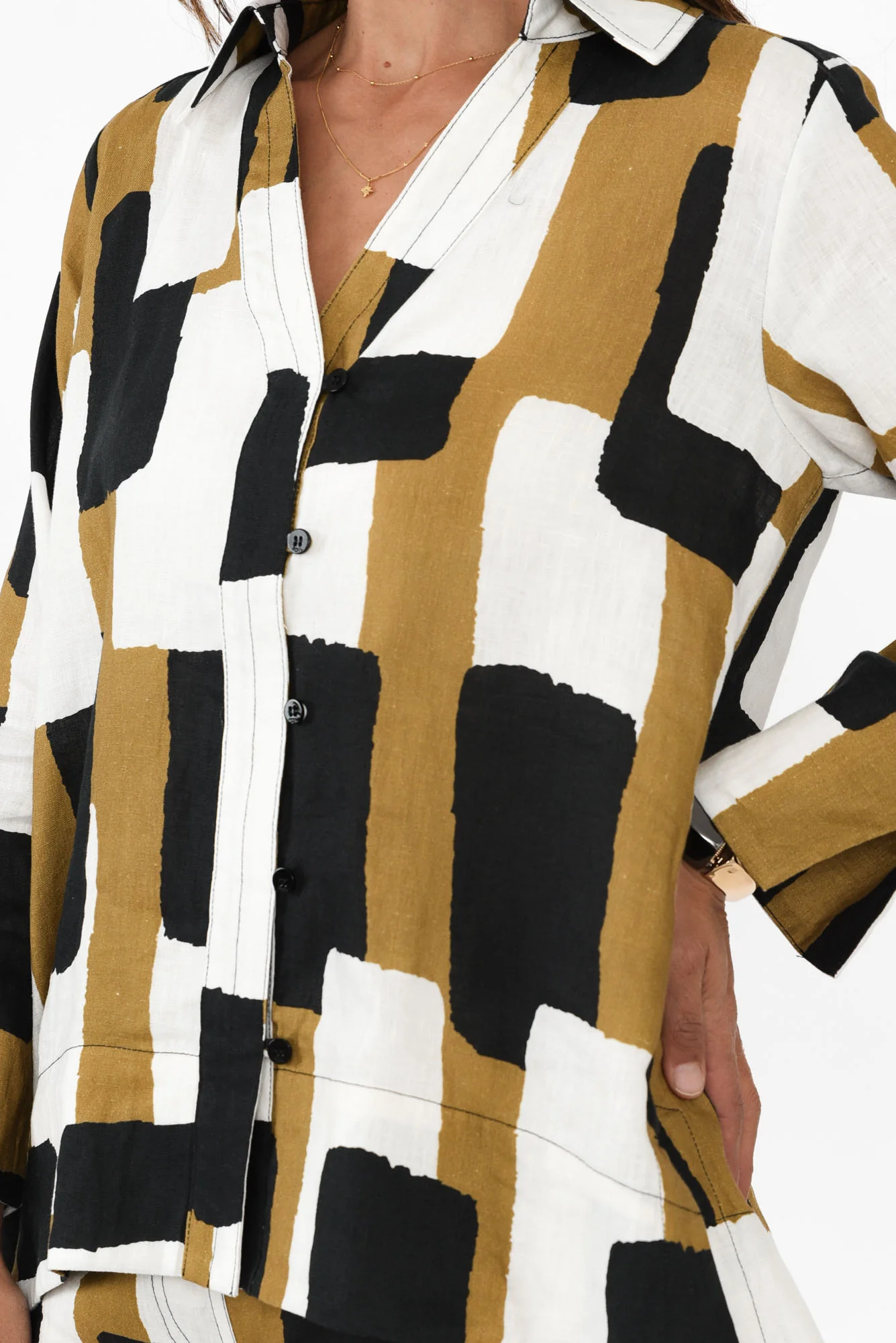 Miriam Yellow Geo Linen Tunic - Image 5