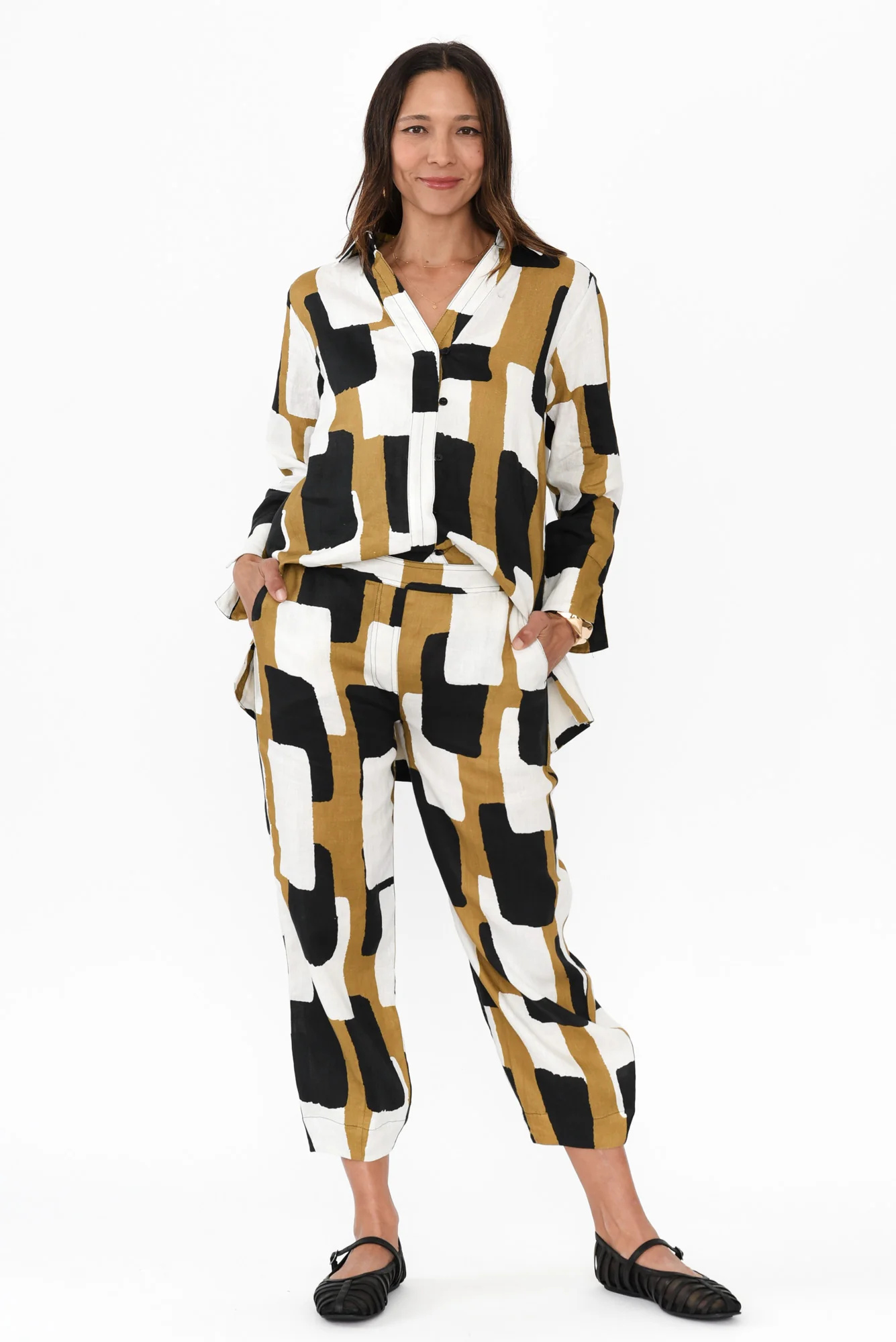 Miriam Yellow Geo Linen Tunic - Image 6