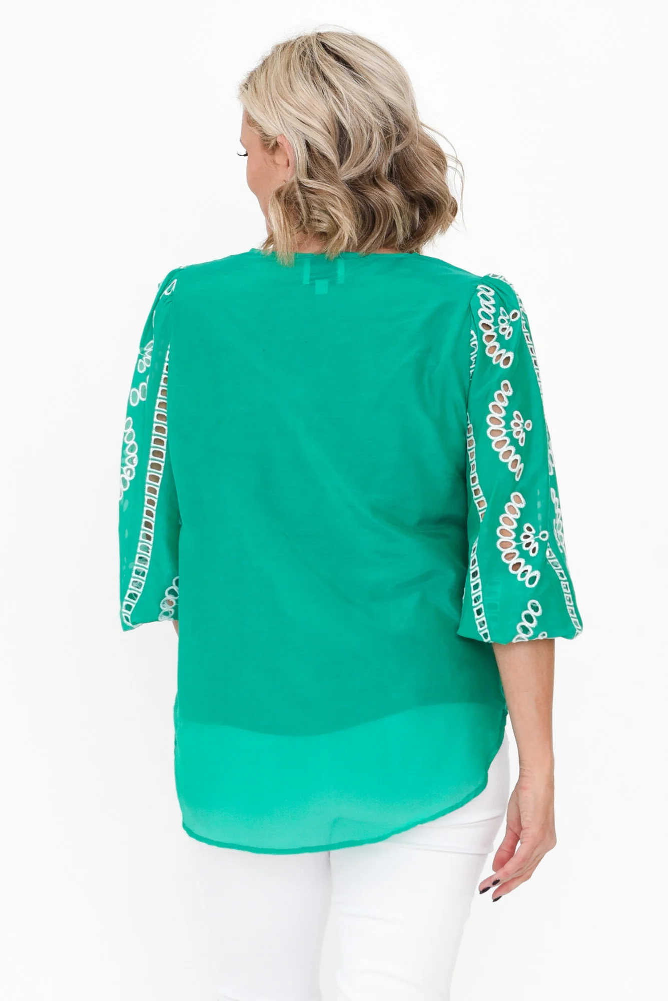 Morgan Bay Green Cotton Silk Top - Image 5