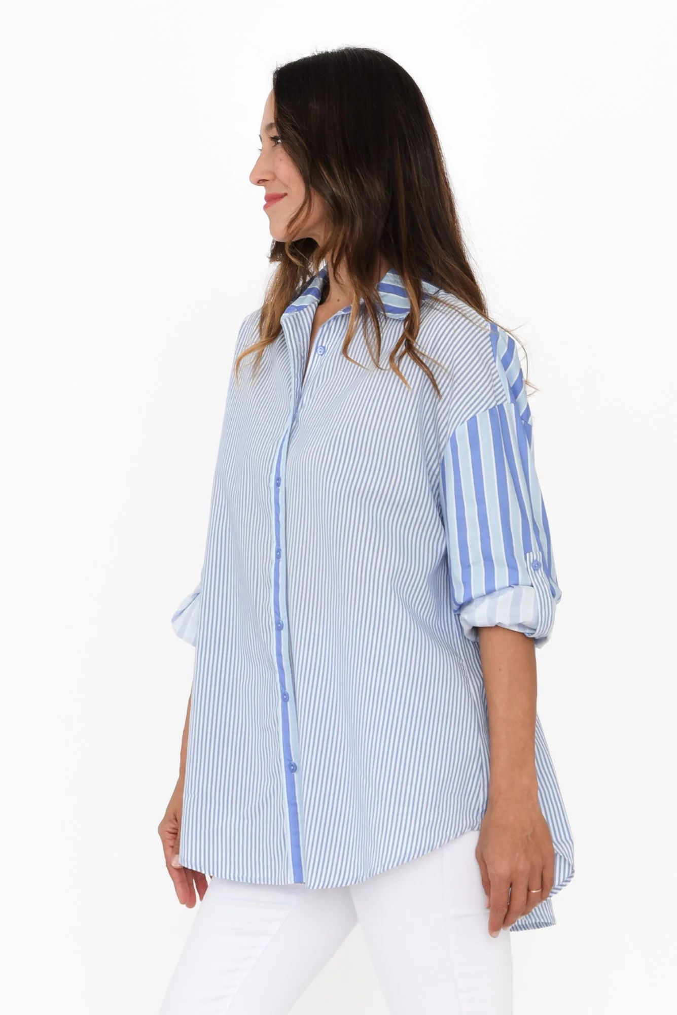 Myla Blue Stripe Cotton Shirt - Image 3