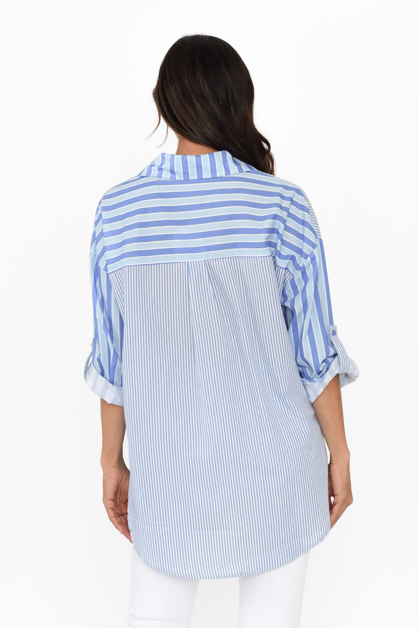 Myla Blue Stripe Cotton Shirt - Image 4