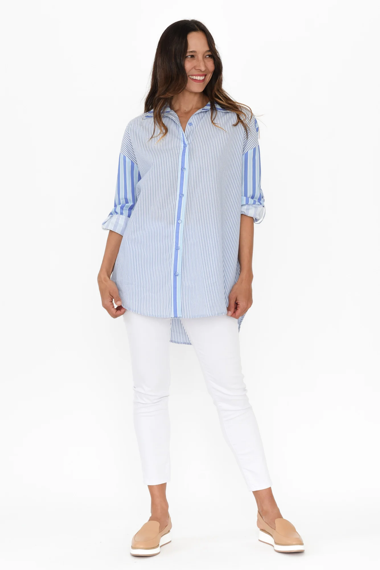 Myla Blue Stripe Cotton Shirt - Image 6