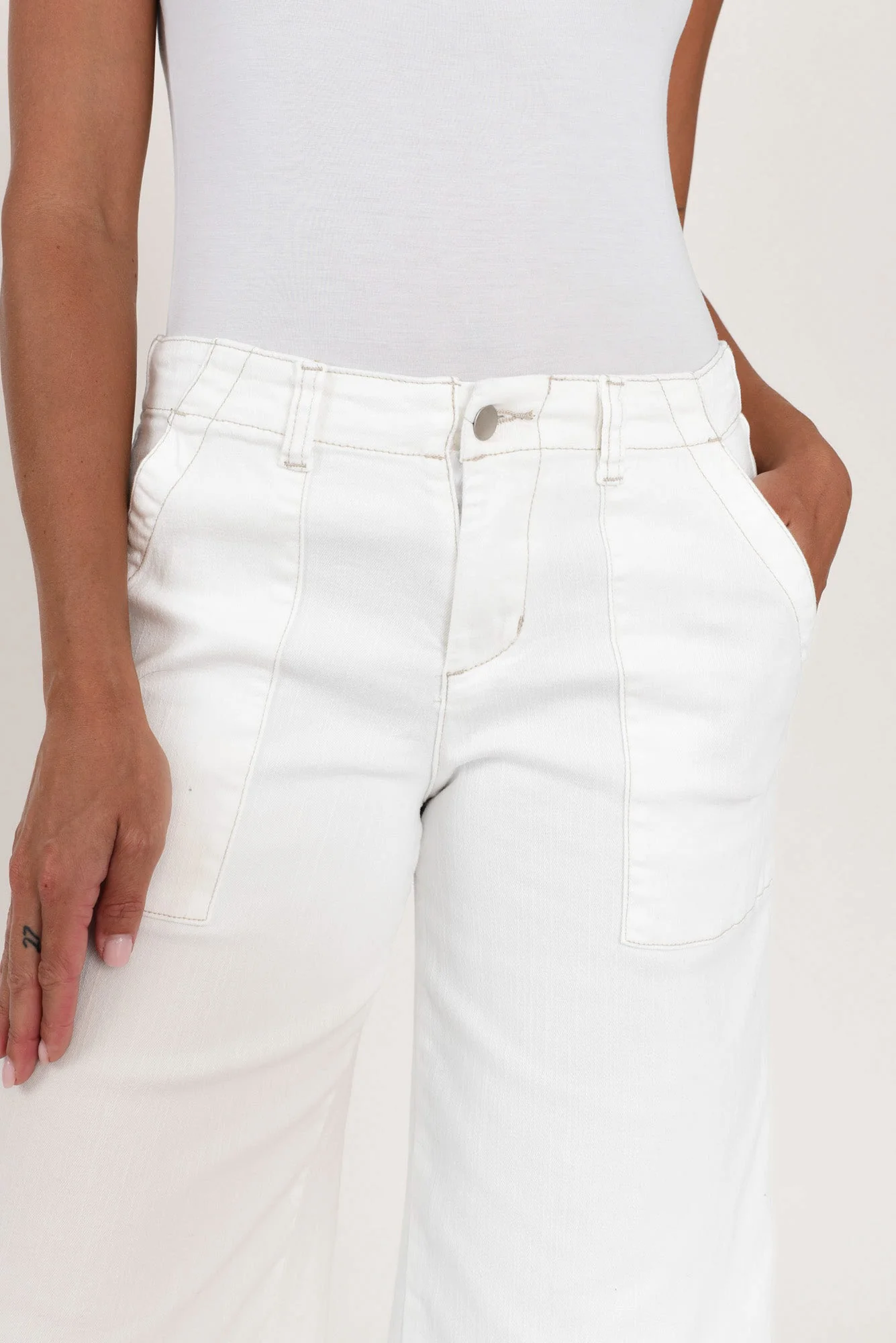 Narcy Ivory Wide Leg Jeans - Image 5