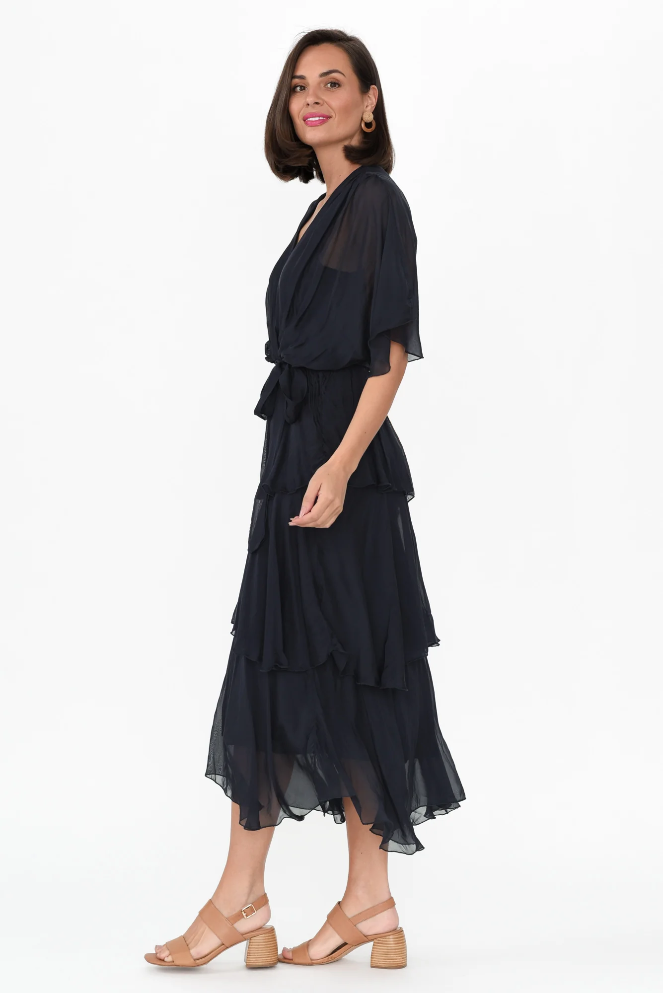 Natalie Navy Silk Layer Dress - Image 4