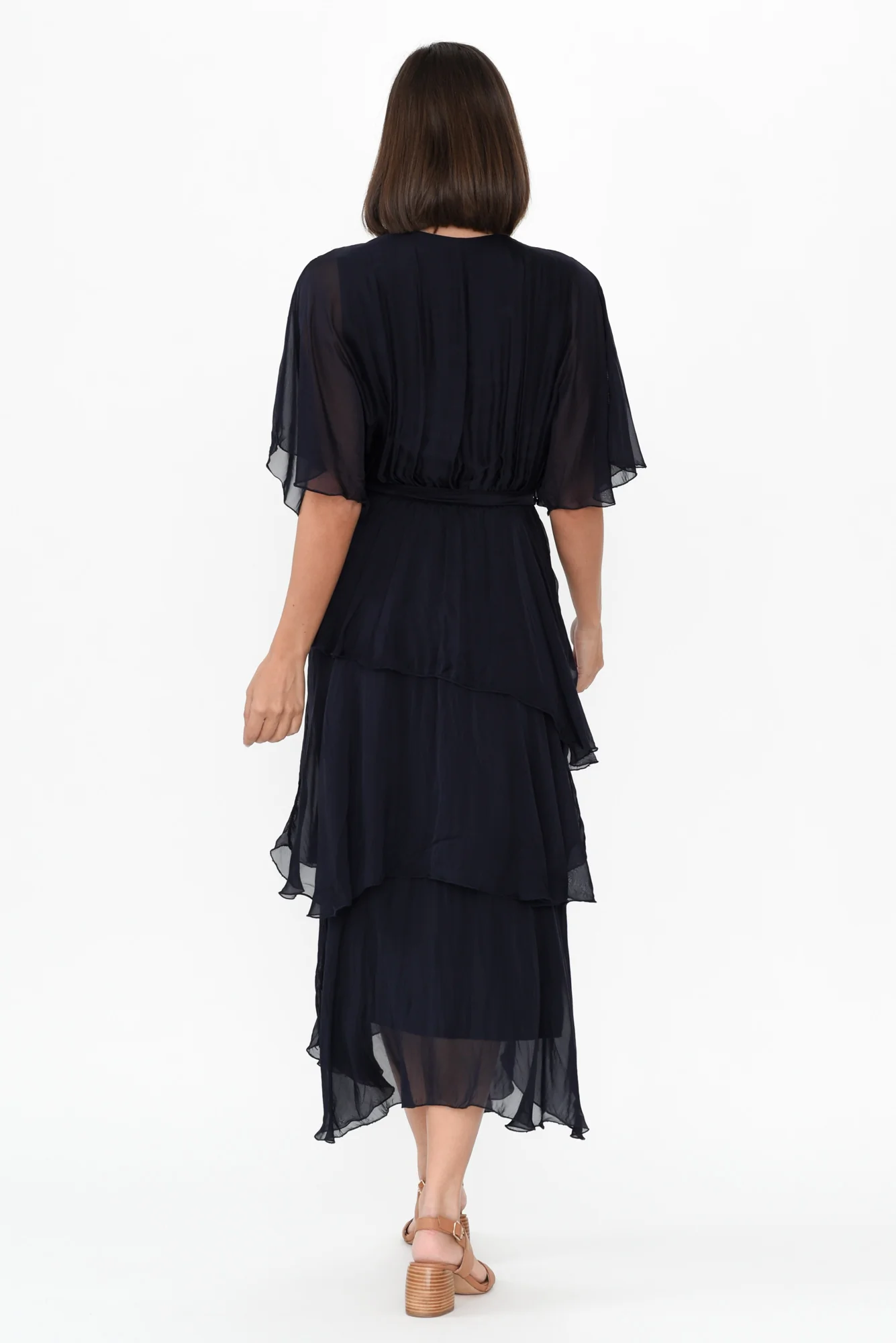 Natalie Navy Silk Layer Dress - Image 5