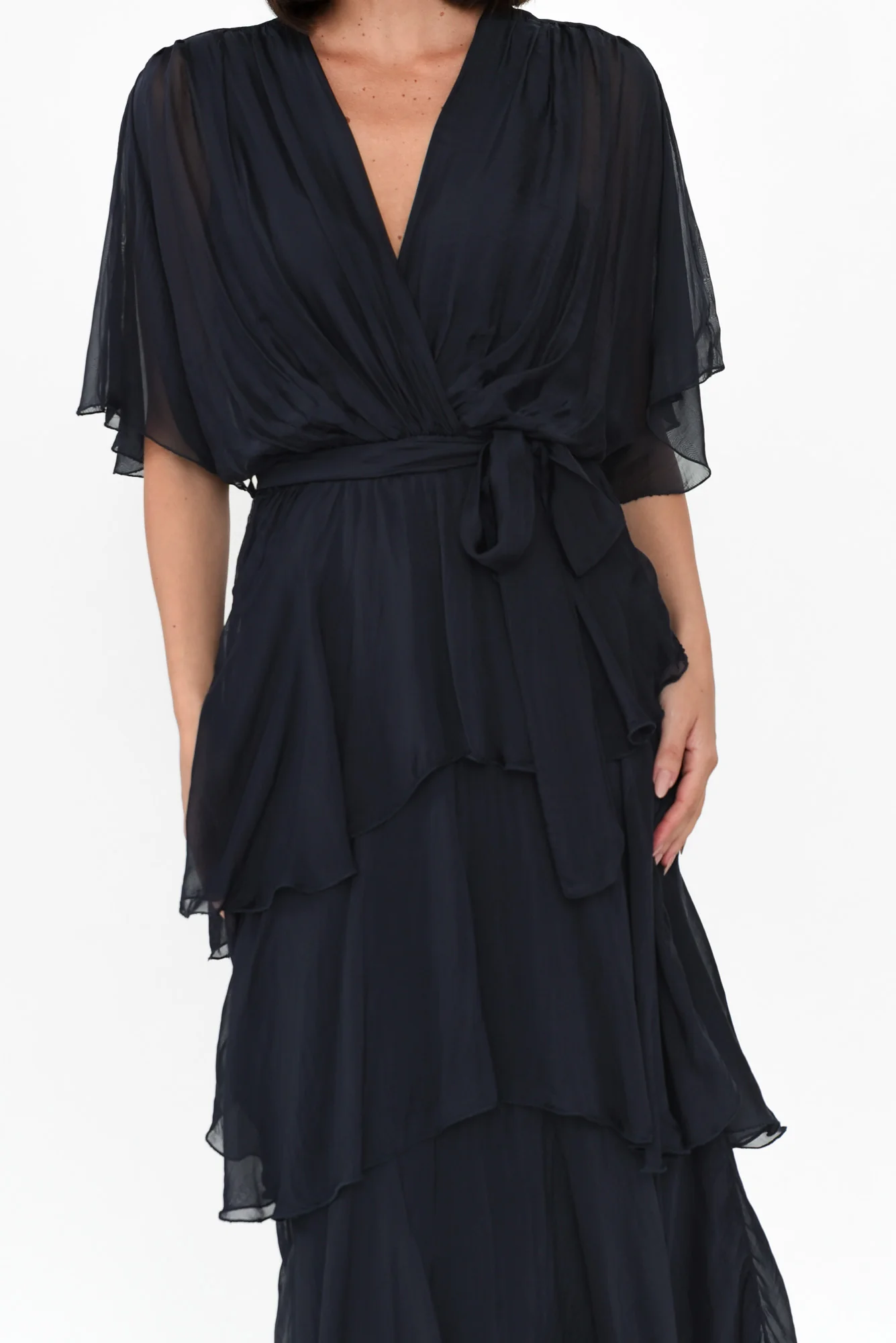 Natalie Navy Silk Layer Dress - Image 6