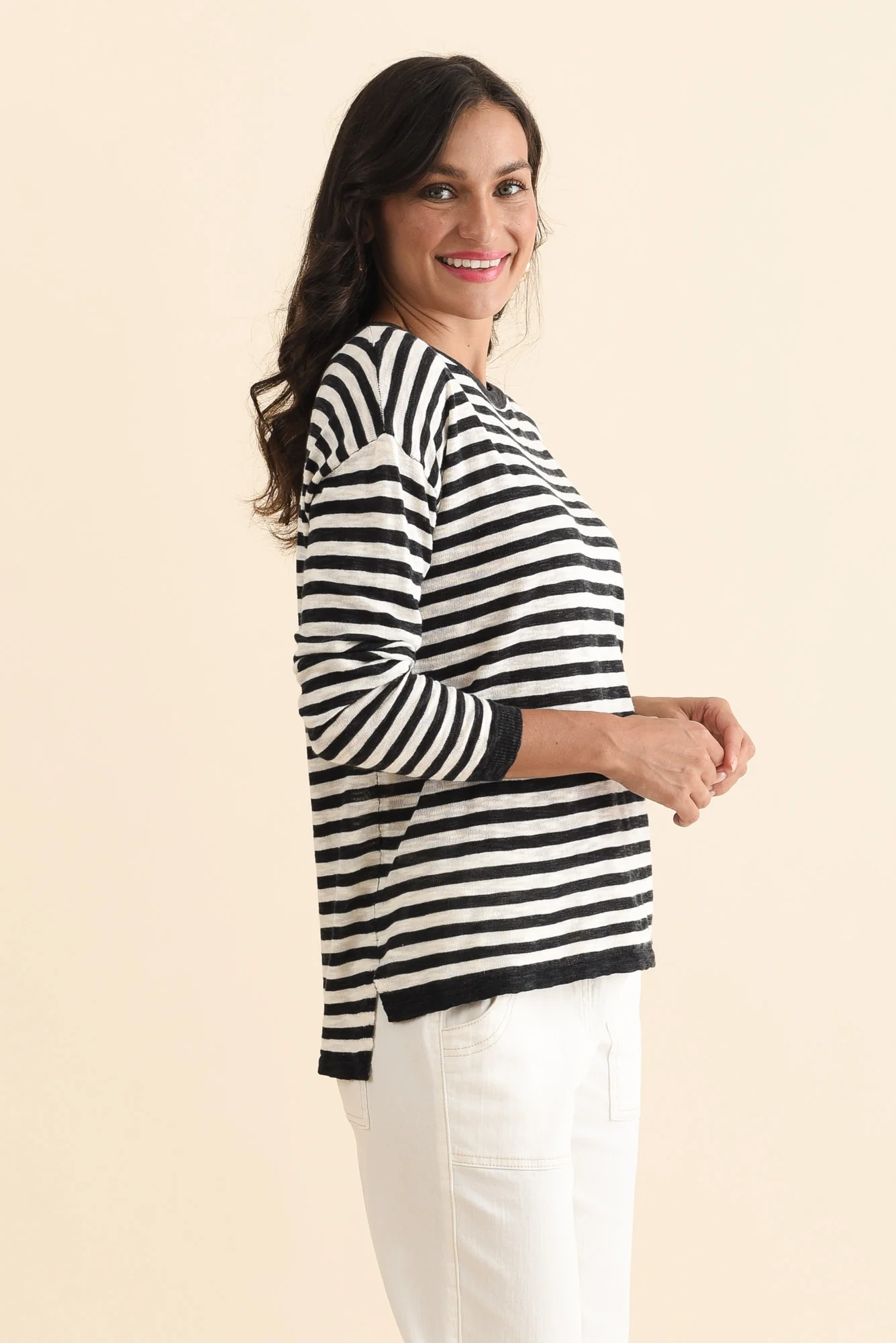 Natasha Black Stripe Knit Top - Image 3