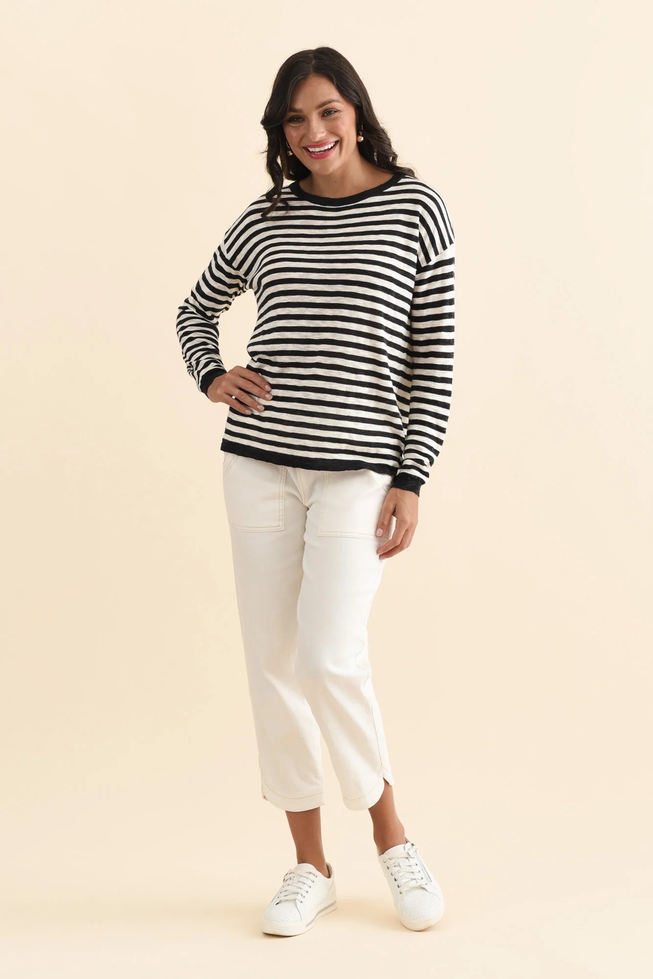 Natasha Black Stripe Knit Top - Image 6