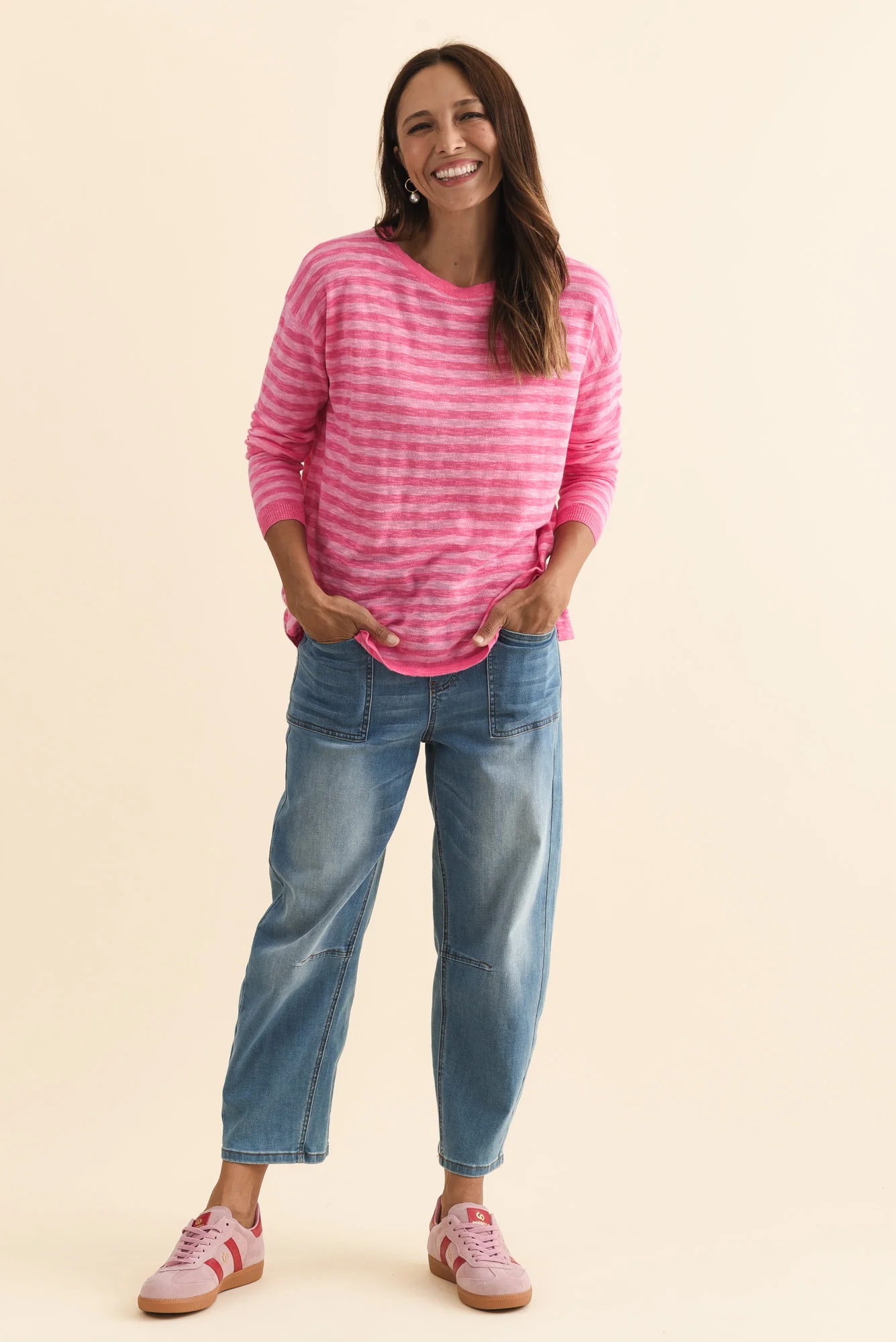 Natasha Blush Stripe Knit Top - Image 3