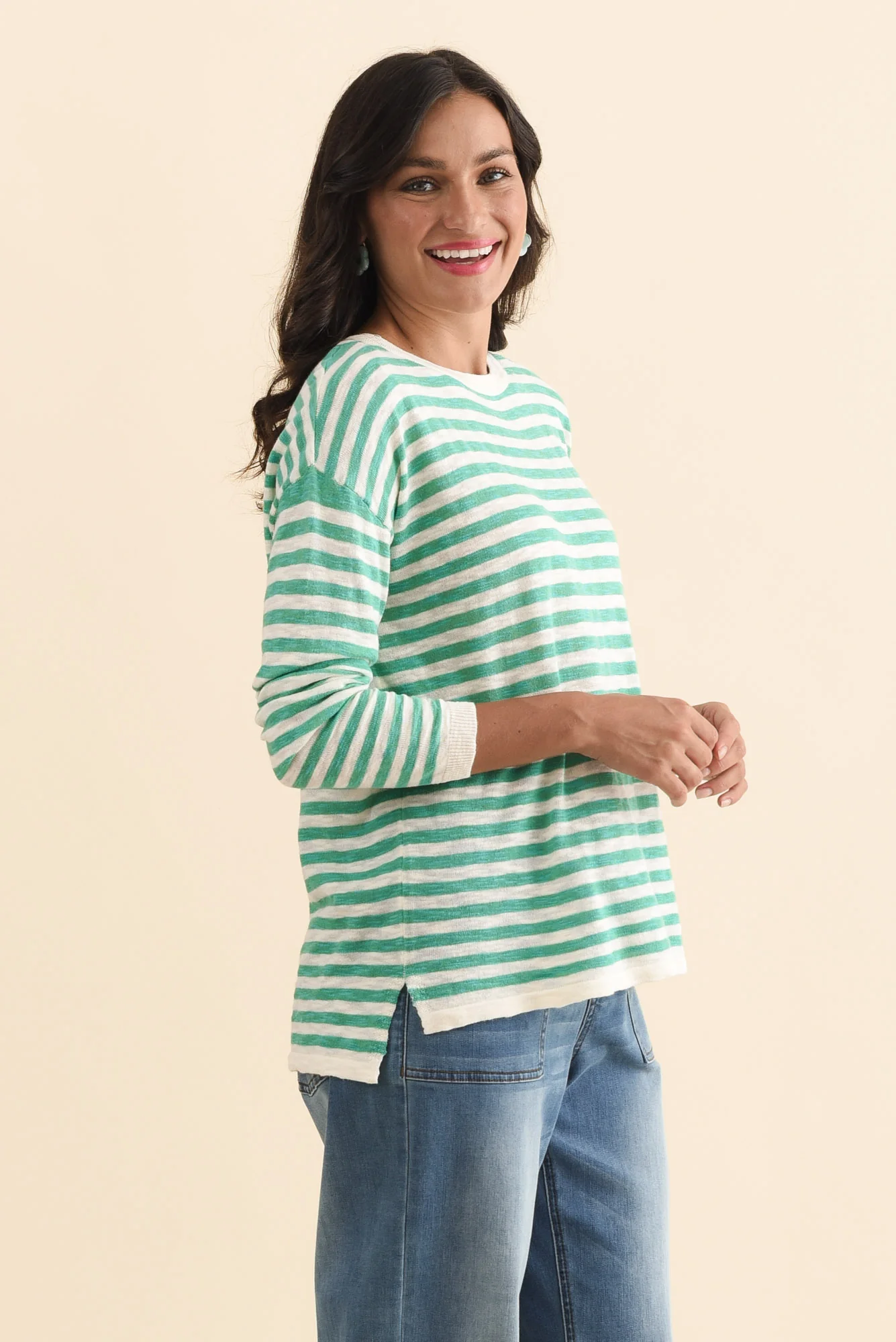 Natasha Emerald Stripe Knit Top - Image 3