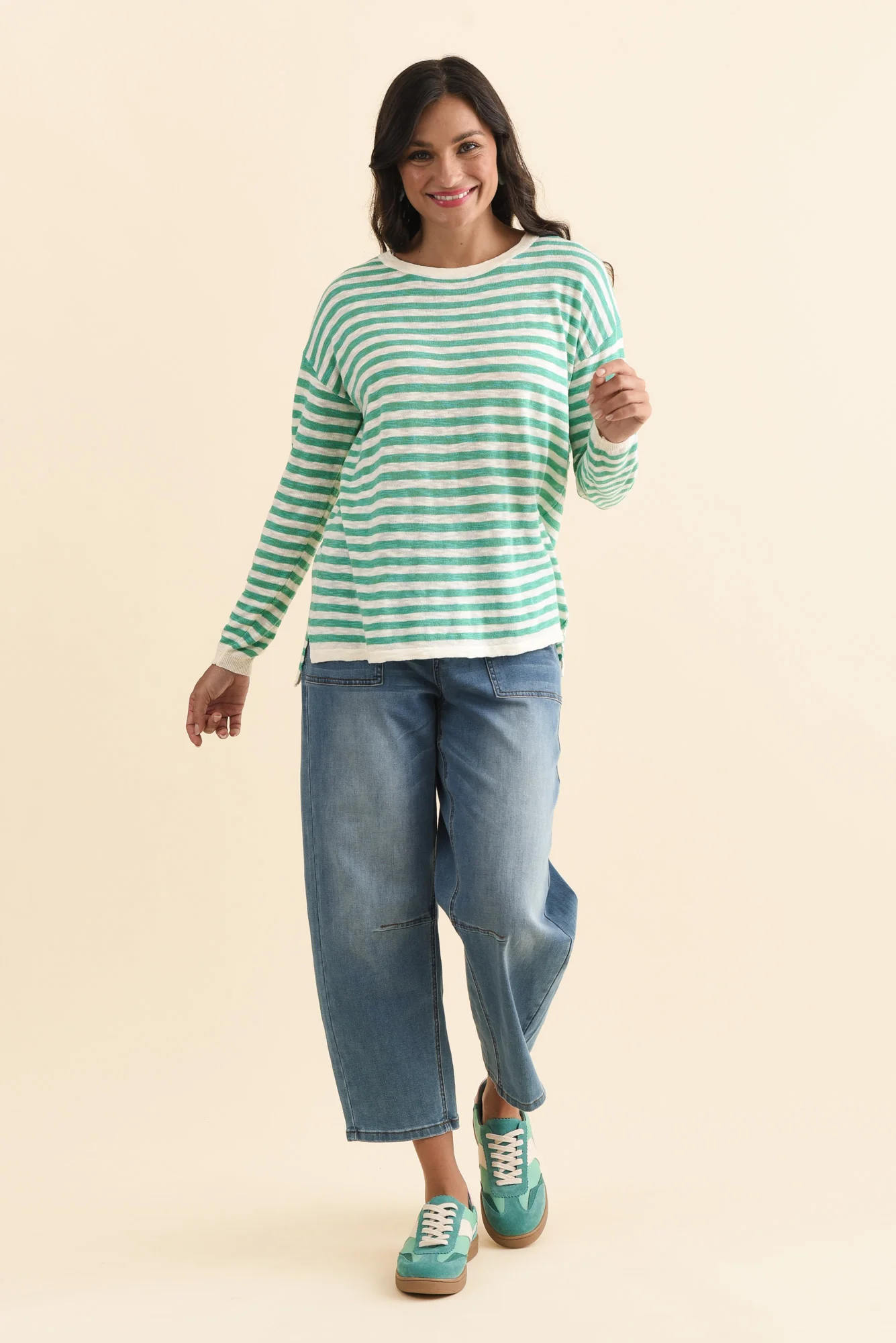 Natasha Emerald Stripe Knit Top - Image 6