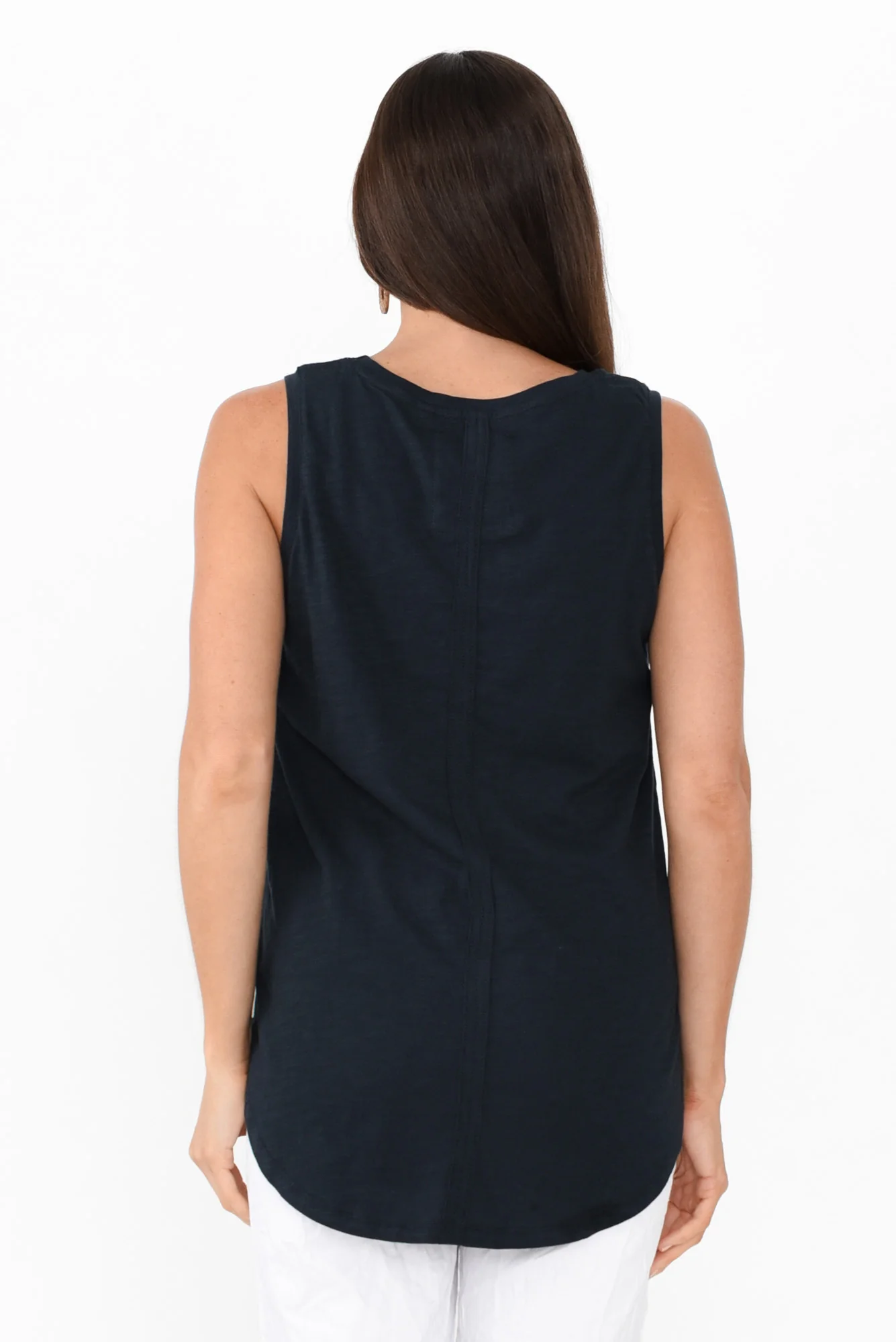 Navy Cotton Scoop Tank - Image 6