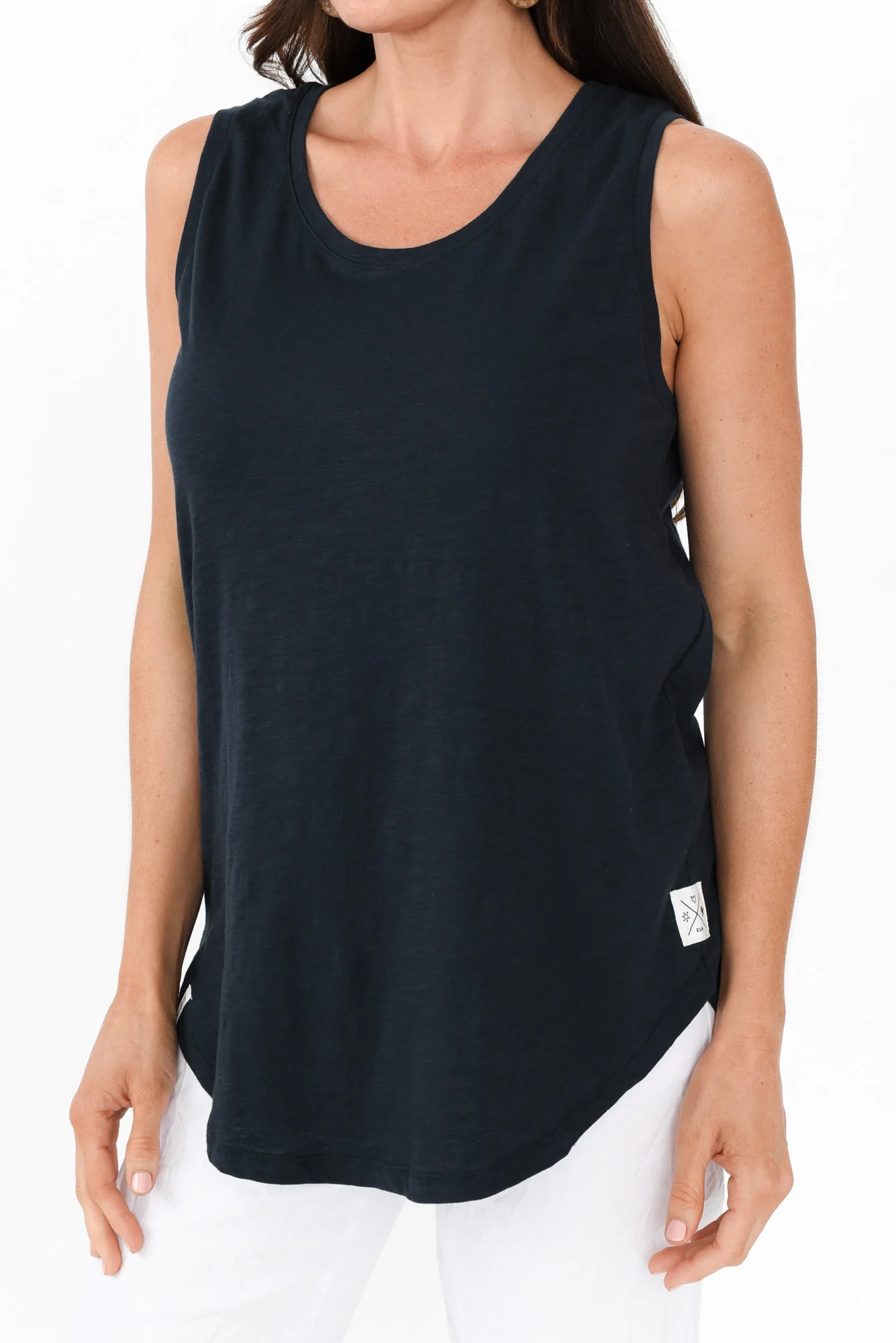 Navy Cotton Scoop Tank - Image 7
