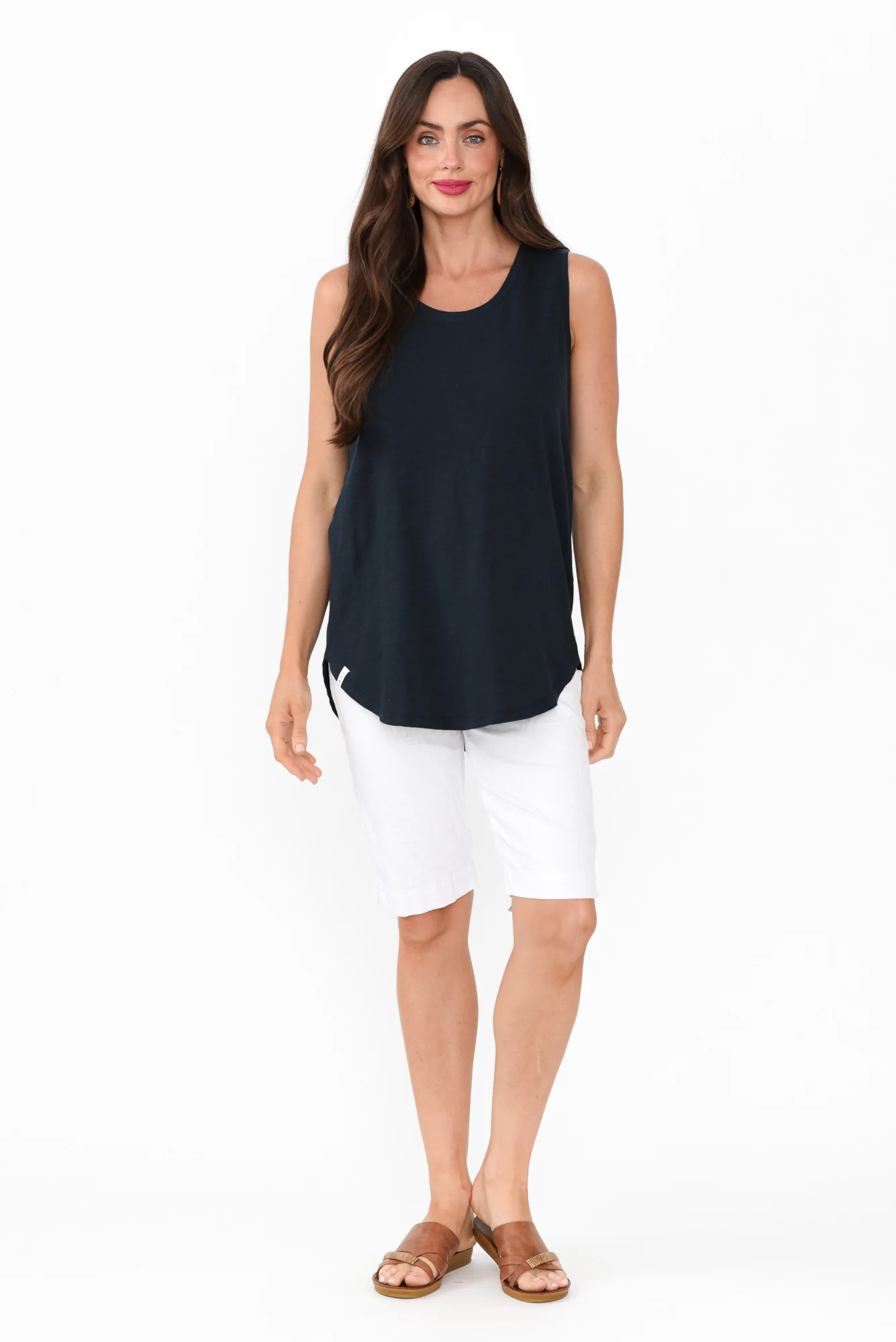 Navy Cotton Scoop Tank - Image 8