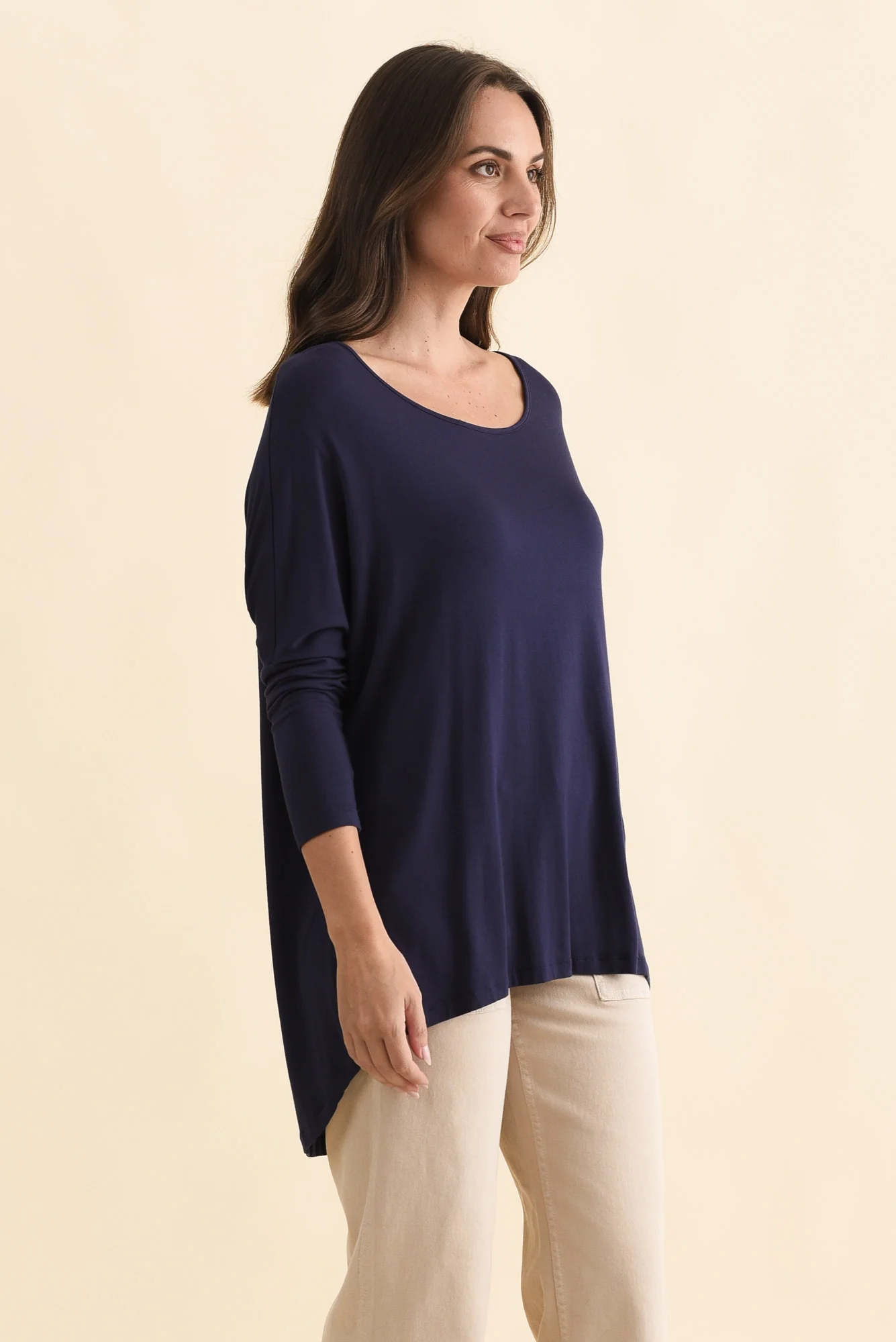 Navy Milan 3/4 Sleeve Top - Image 3
