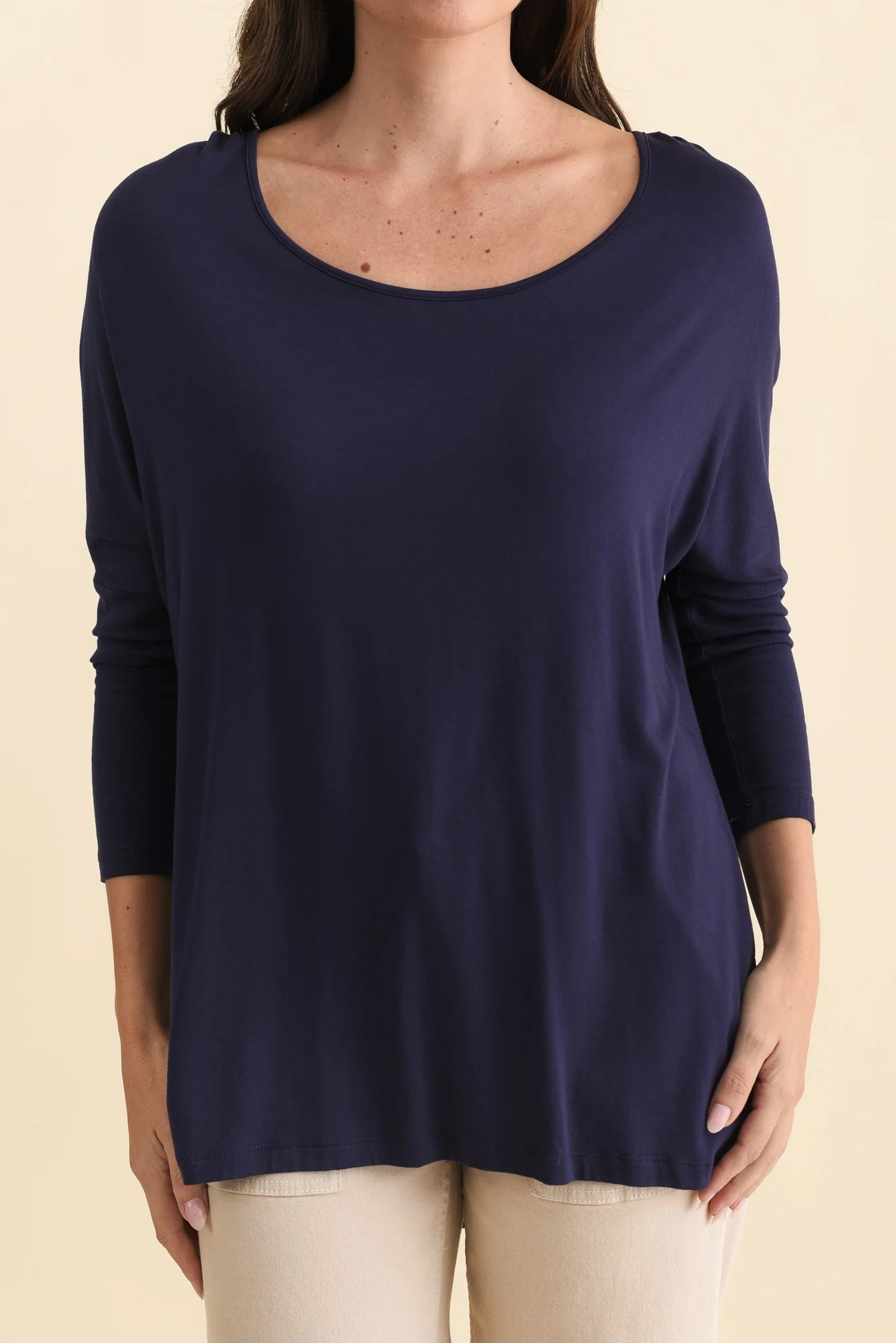 Navy Milan 3/4 Sleeve Top - Image 5