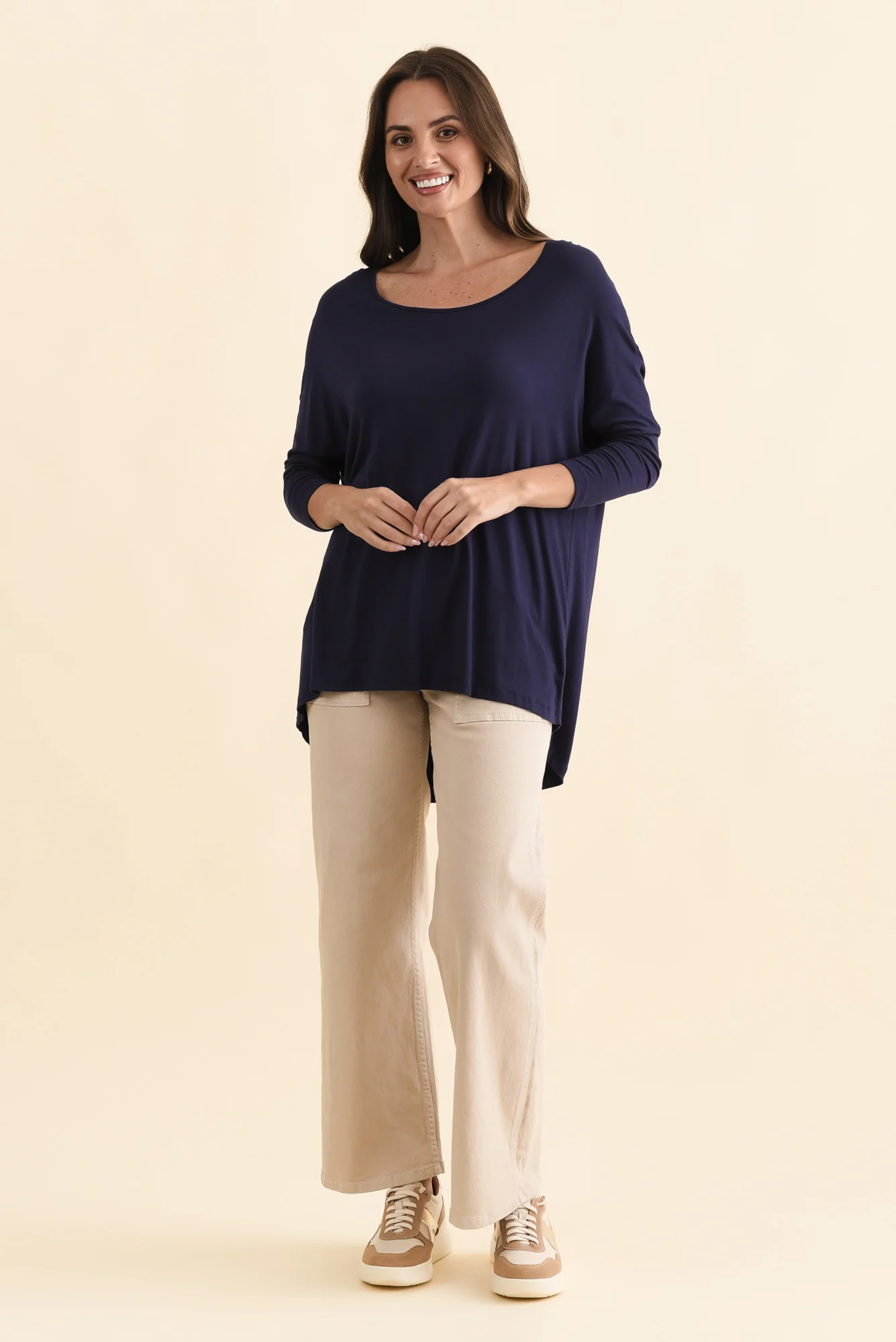 Navy Milan 3/4 Sleeve Top - Image 6