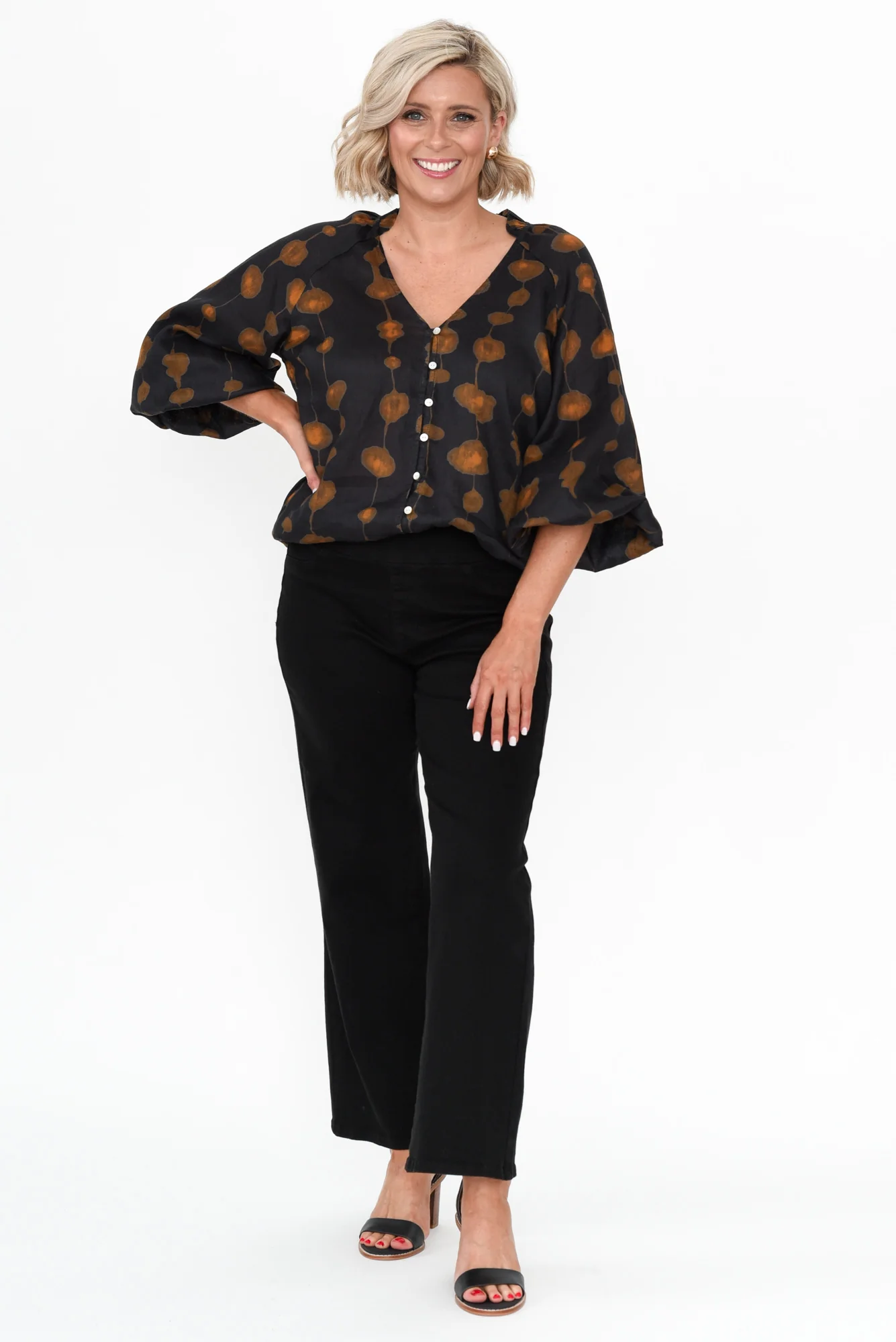 Nicola Black Wide Leg Jeans - Image 3