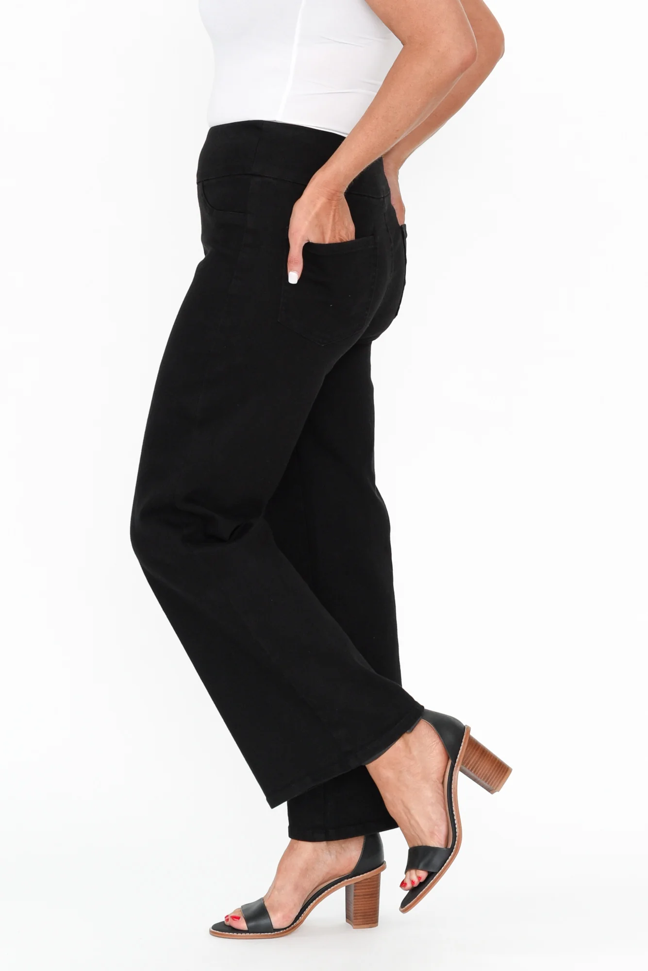 Nicola Black Wide Leg Jeans - Image 5