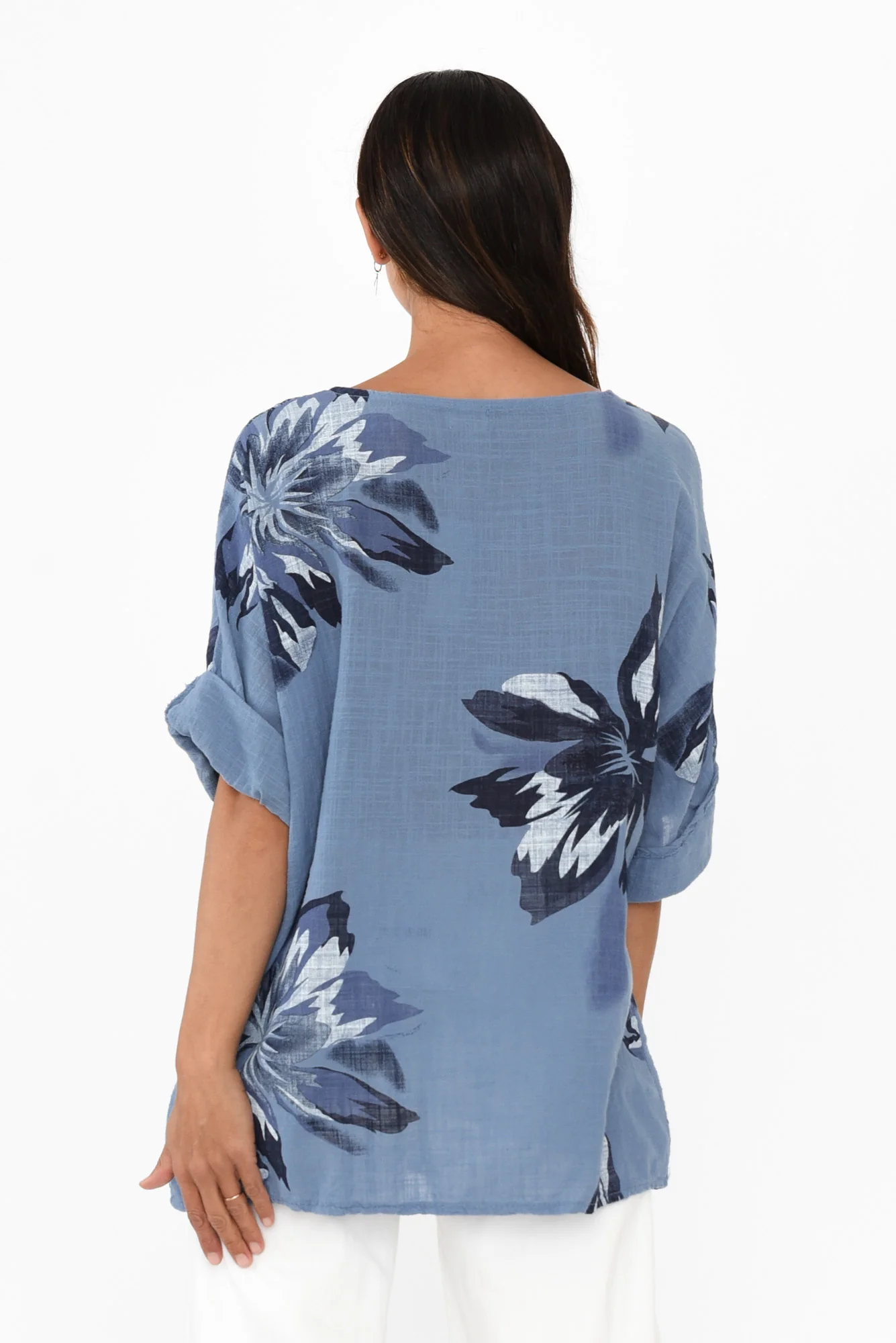 Noel Blue Flower Cotton Top - Image 4