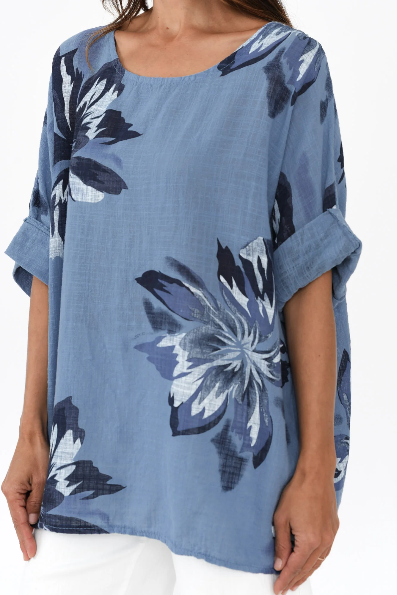 Noel Blue Flower Cotton Top - Image 5