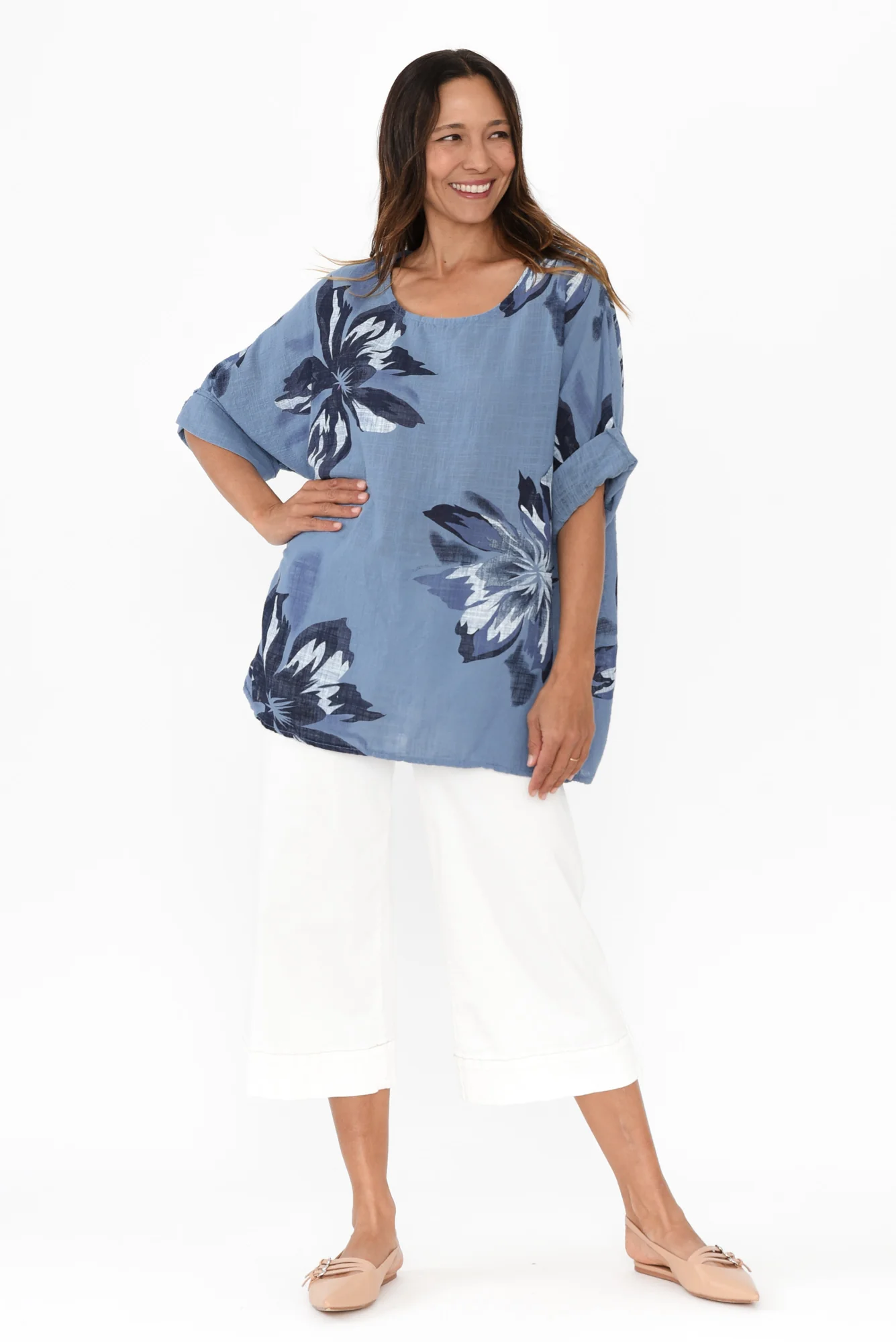 Noel Blue Flower Cotton Top - Image 6