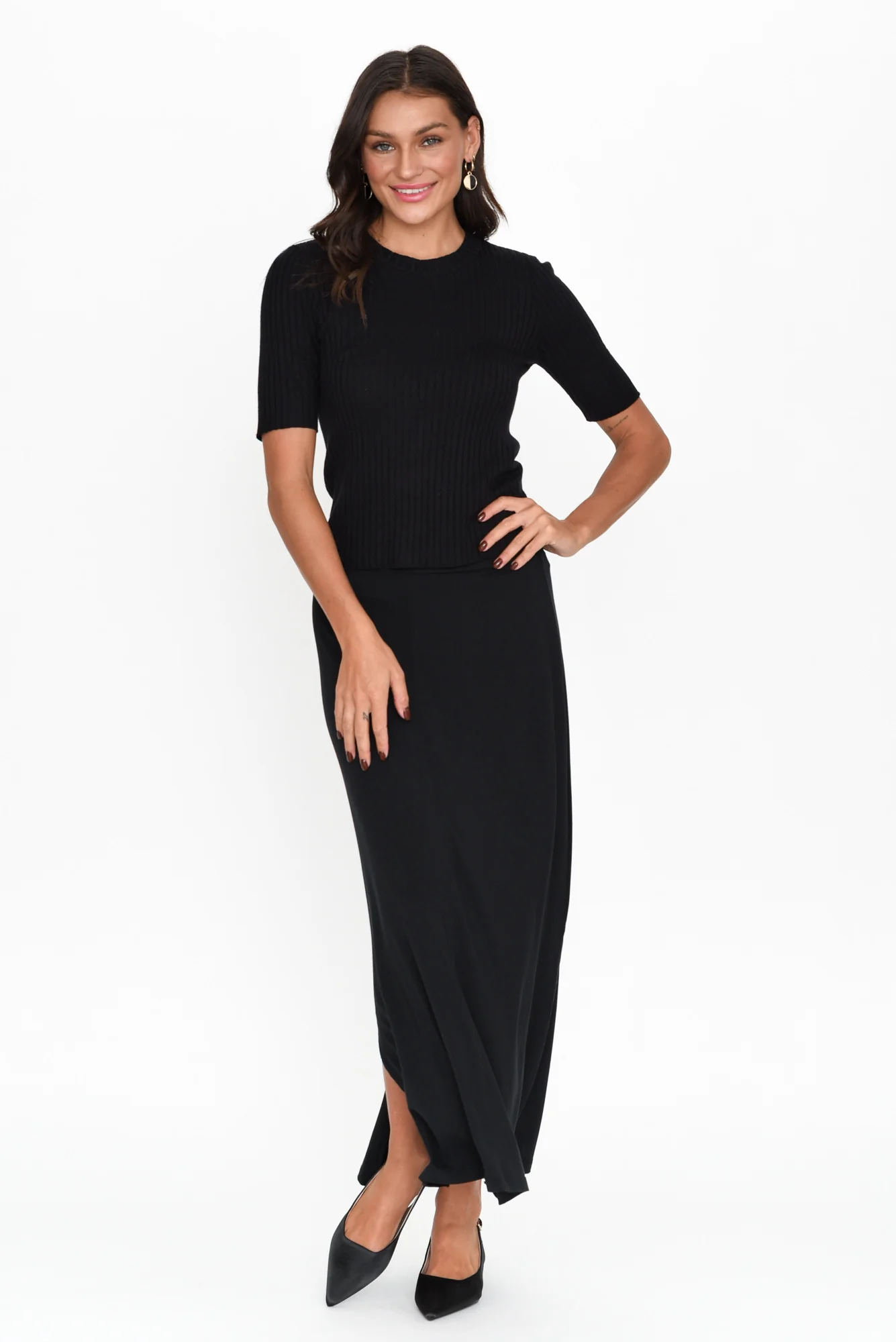 Olivia Black Bamboo Knit Tee - Image 3