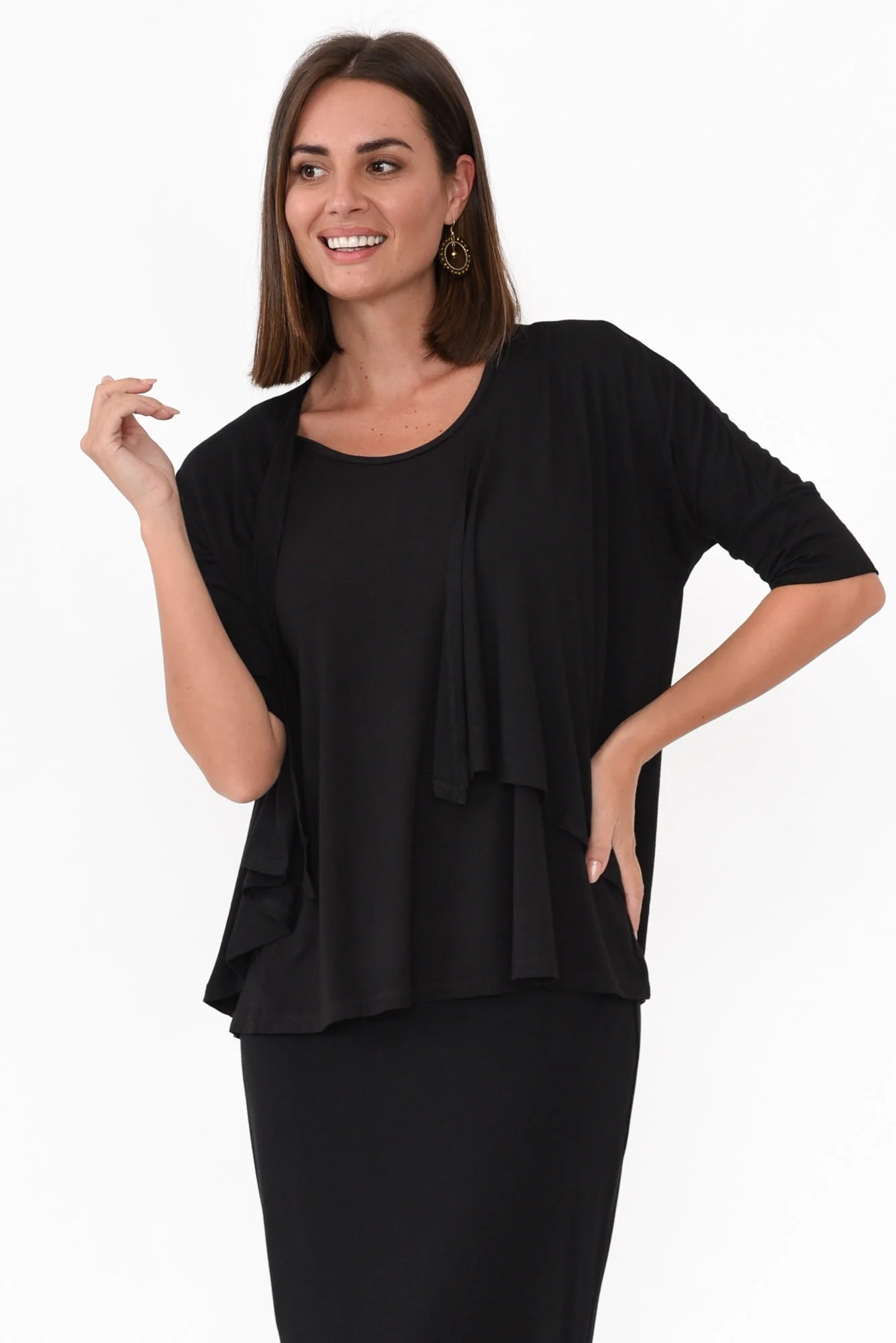 Opal Black Bamboo Cardigan - Image 6