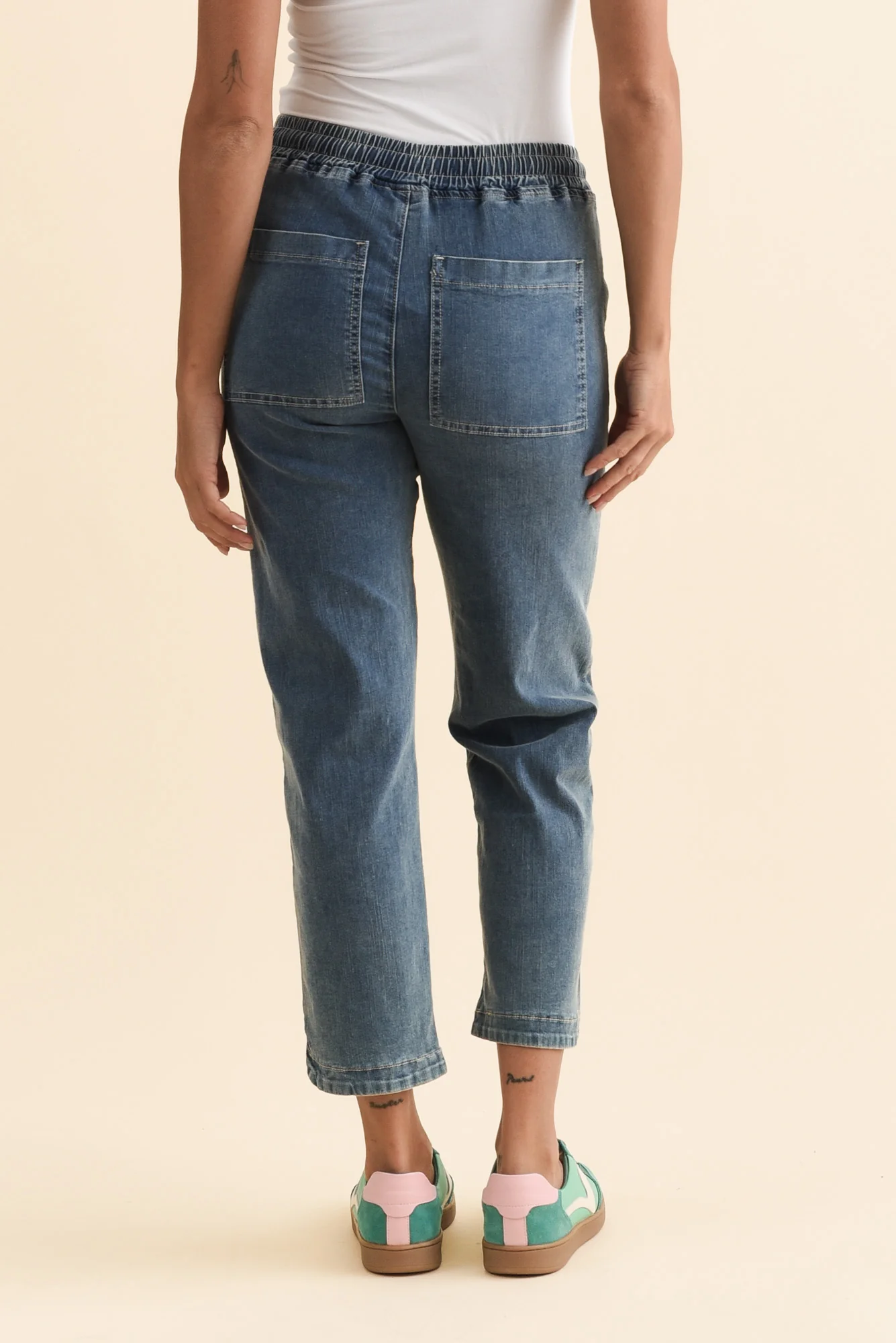 Orbe Dark Blue Denim Drawstring Jeans - Image 4