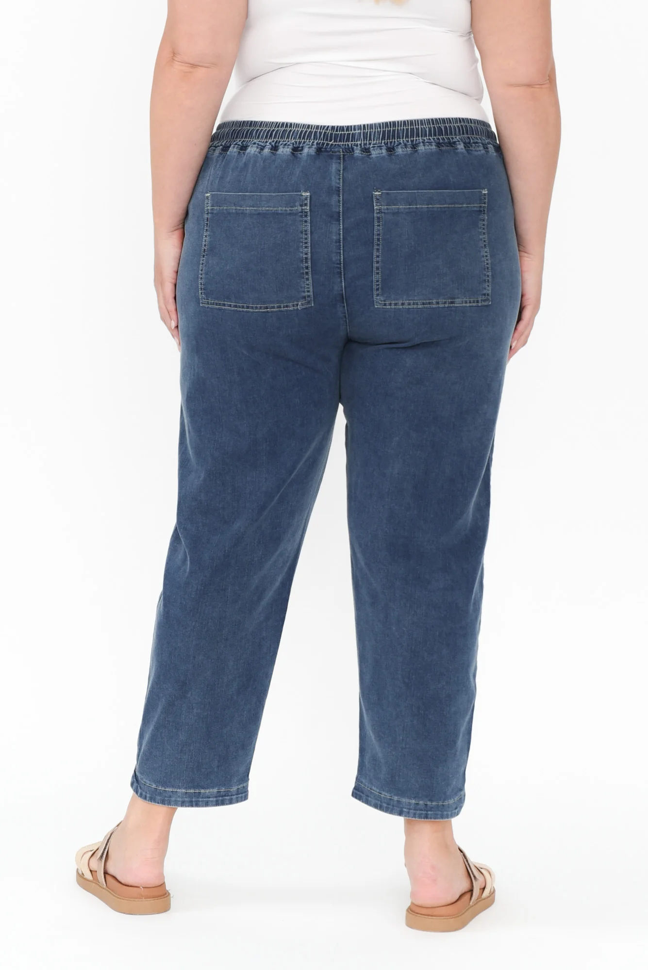 Orbe Dark Blue Denim Drawstring Jeans - Image 9
