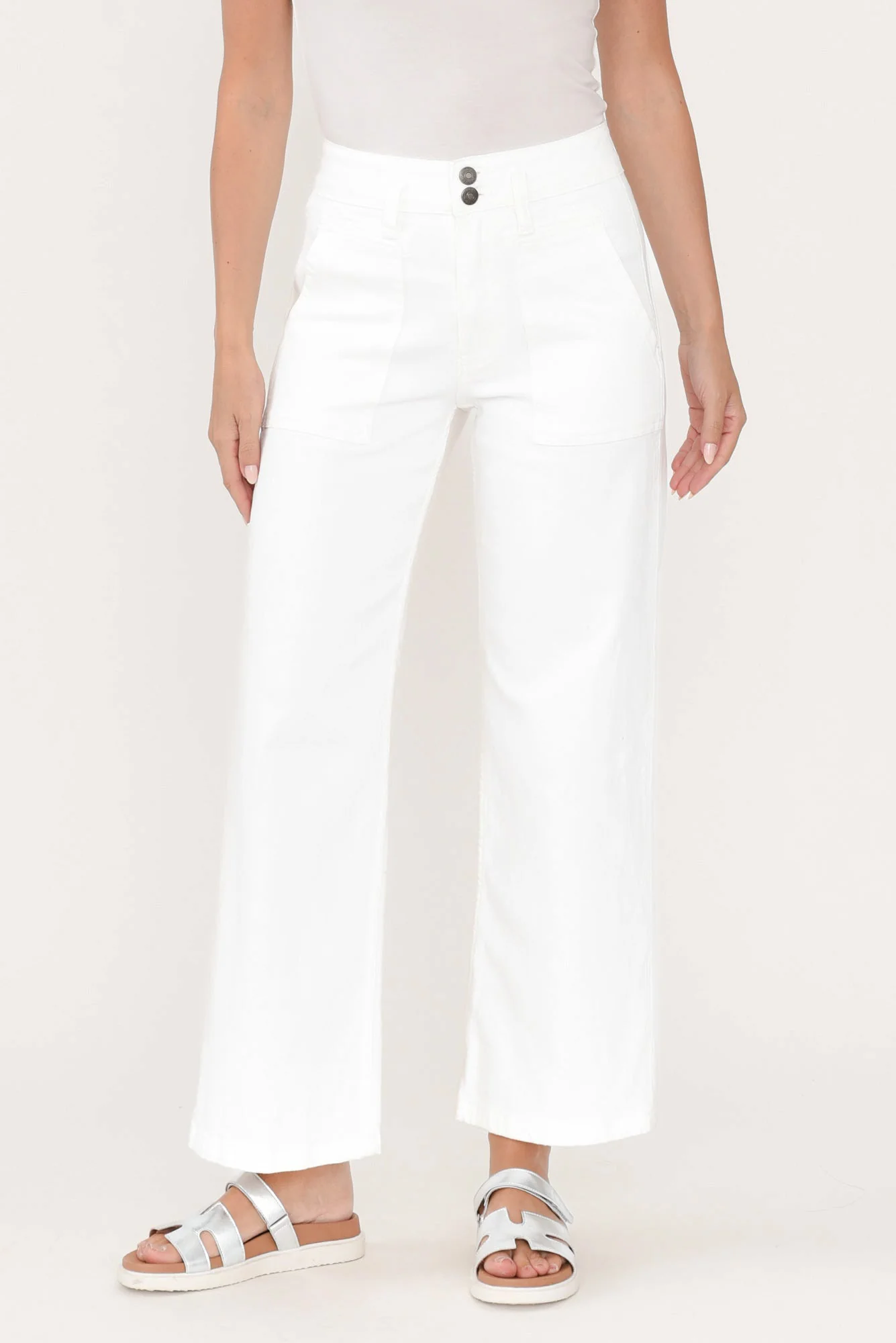 Orwell White Wide Leg Jeans - Image 3