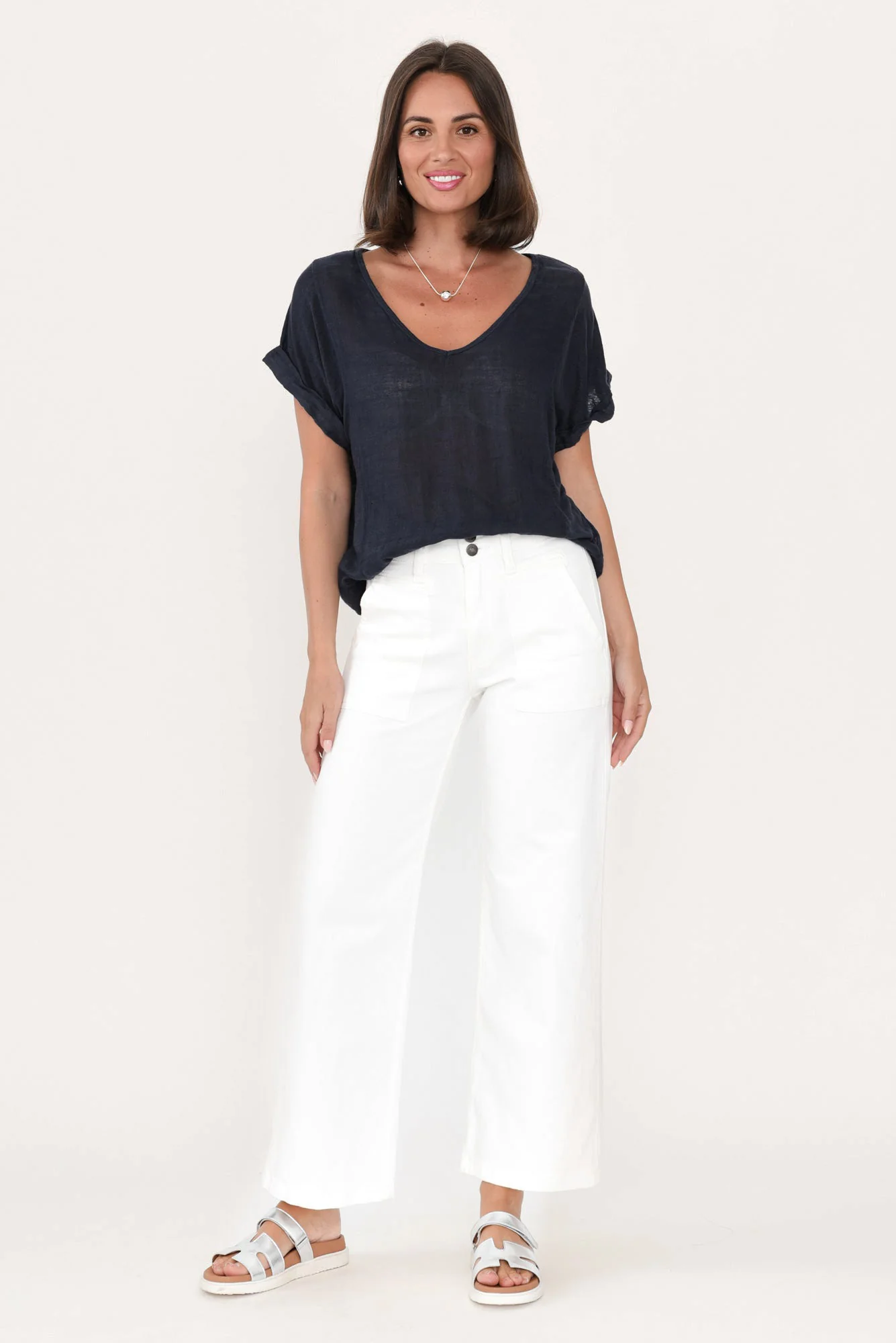 Orwell White Wide Leg Jeans - Image 4
