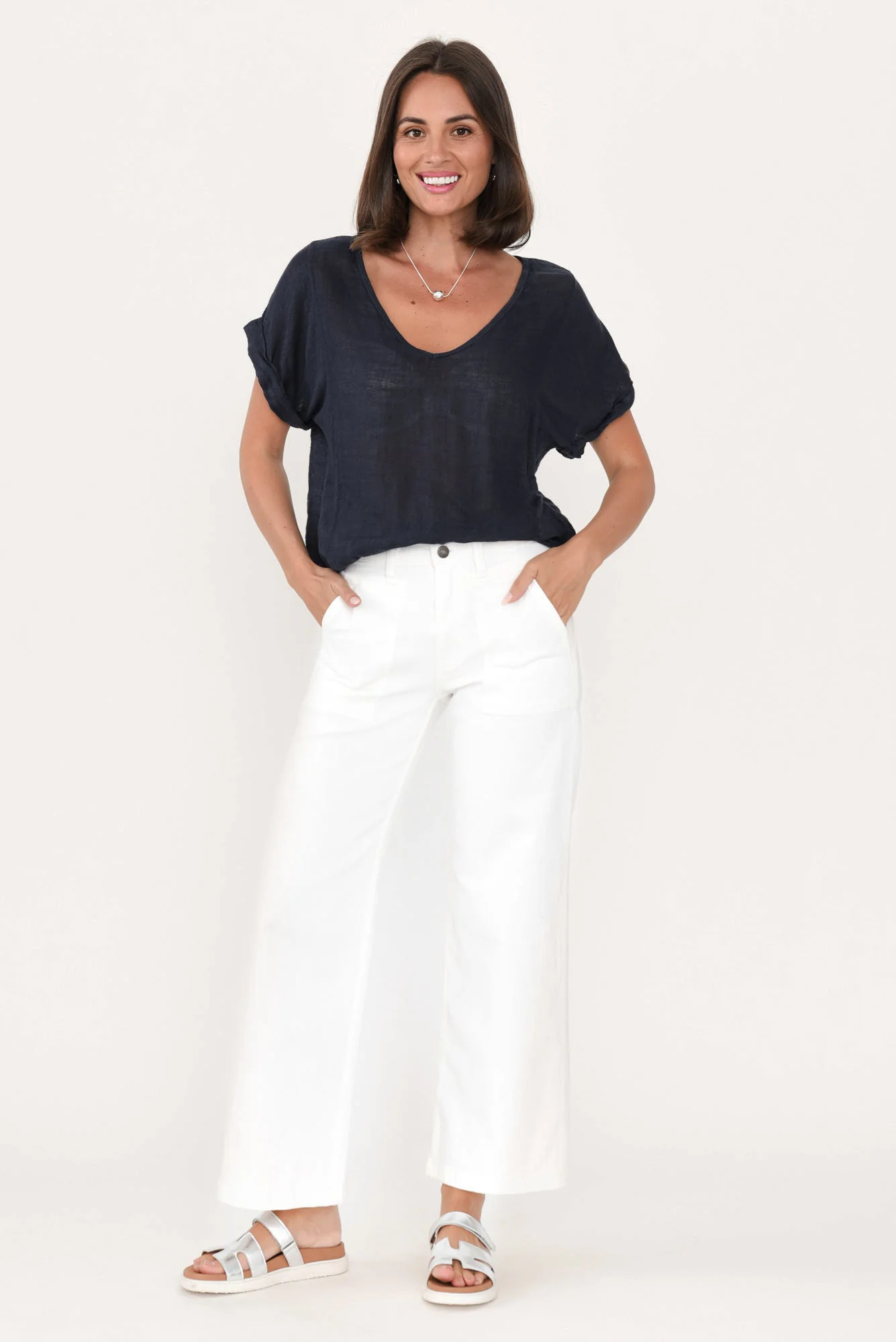Orwell White Wide Leg Jeans - Image 8