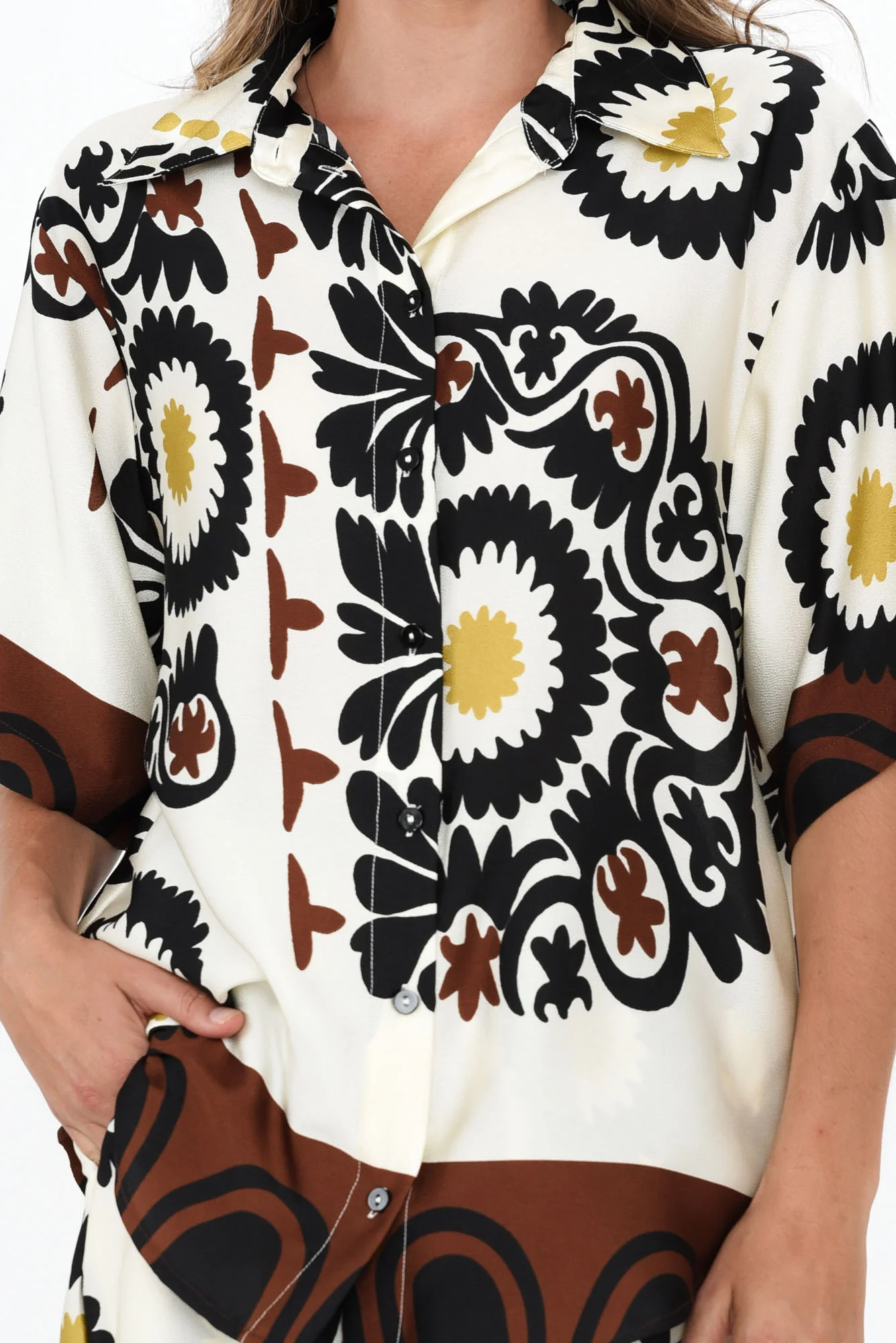 Playa Cream Abstract Collared Shirt - Image 6