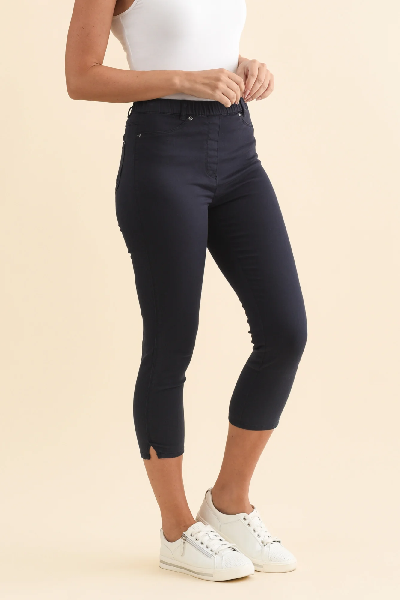 Reed Navy Stretch Cotton Capri Pants - Image 3